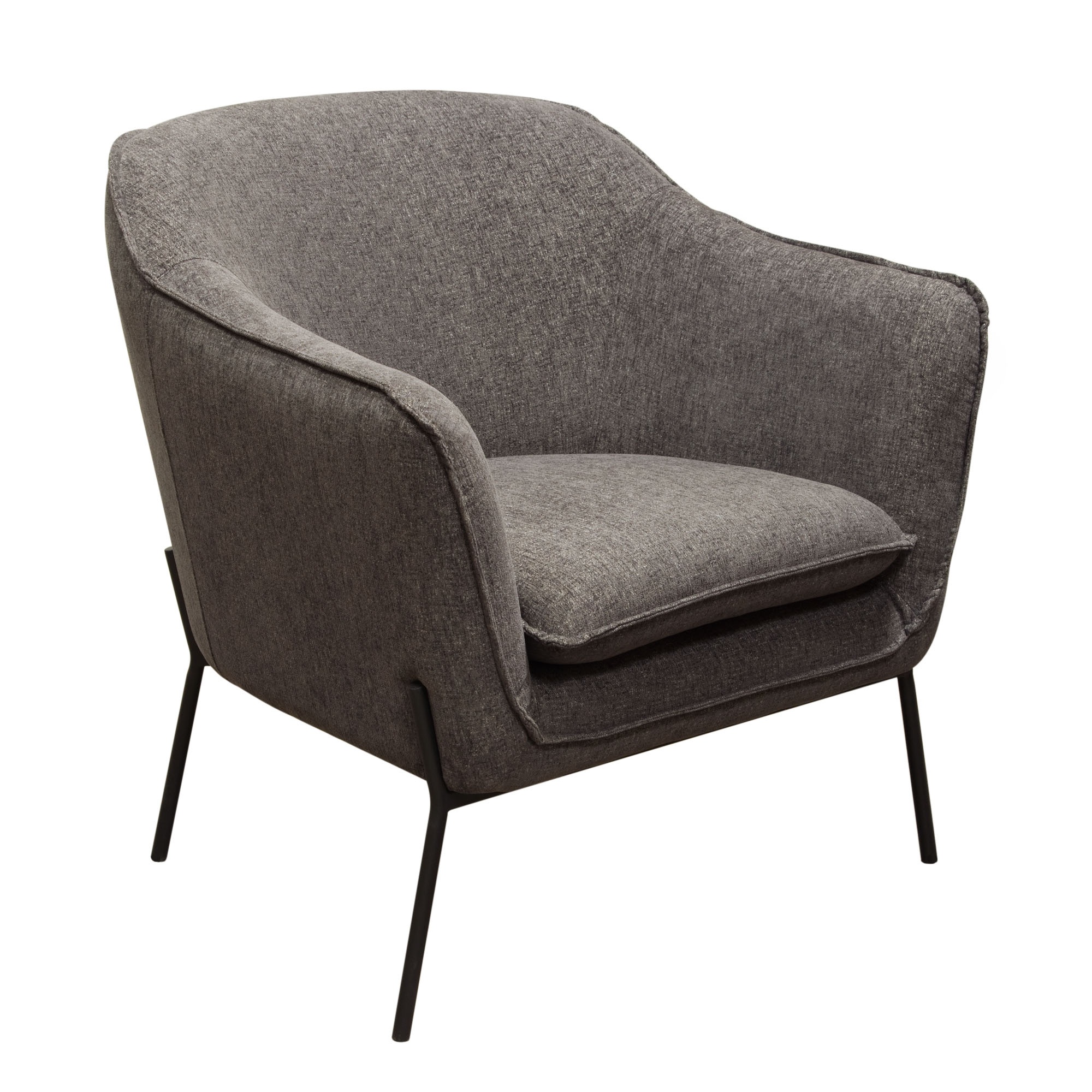 Status Accent Chair in Grey Fabric with Metal Leg by Diamond Sofa