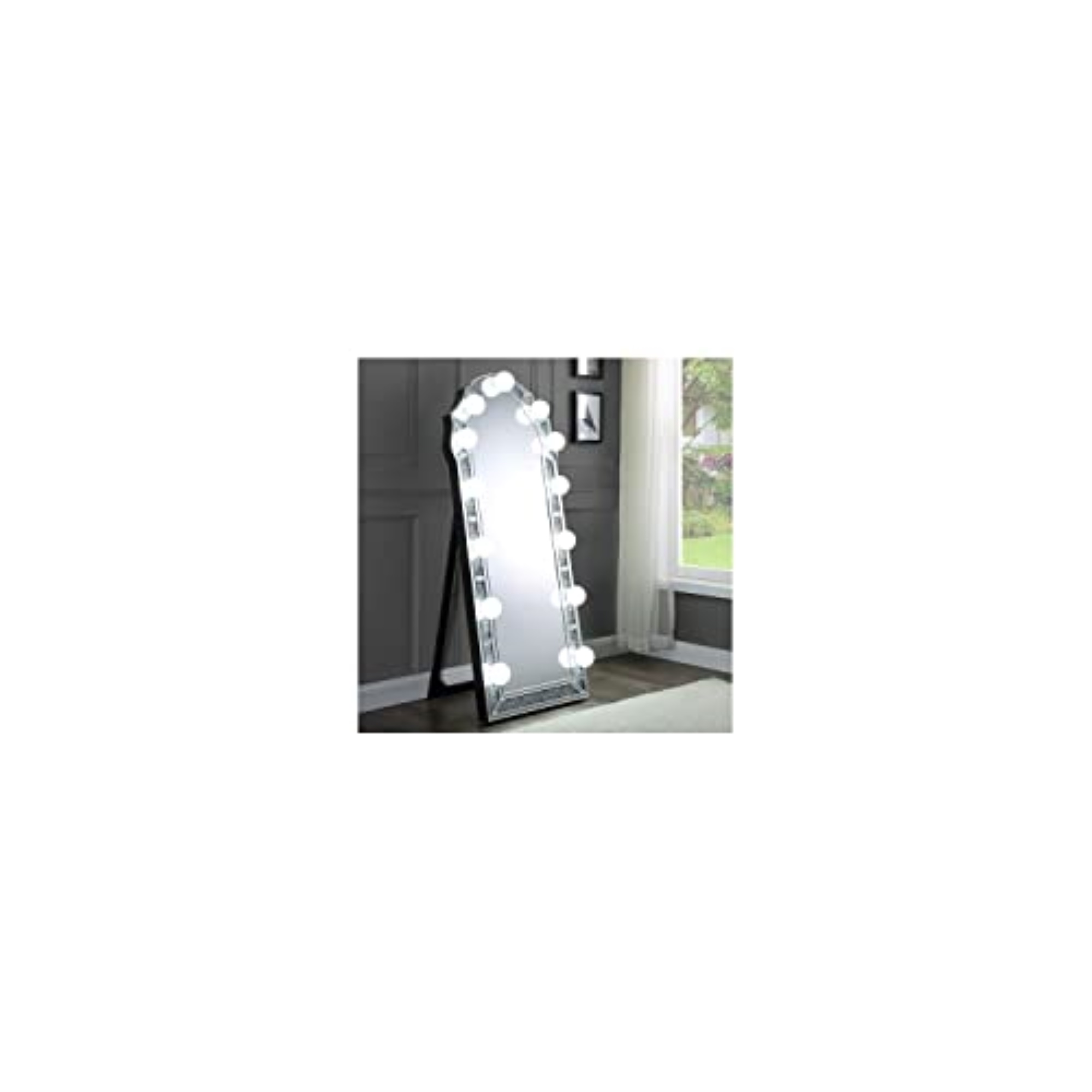Acme Furniture 97983 Accent Floor Mirror, Mirrored & Faux Diamonds
