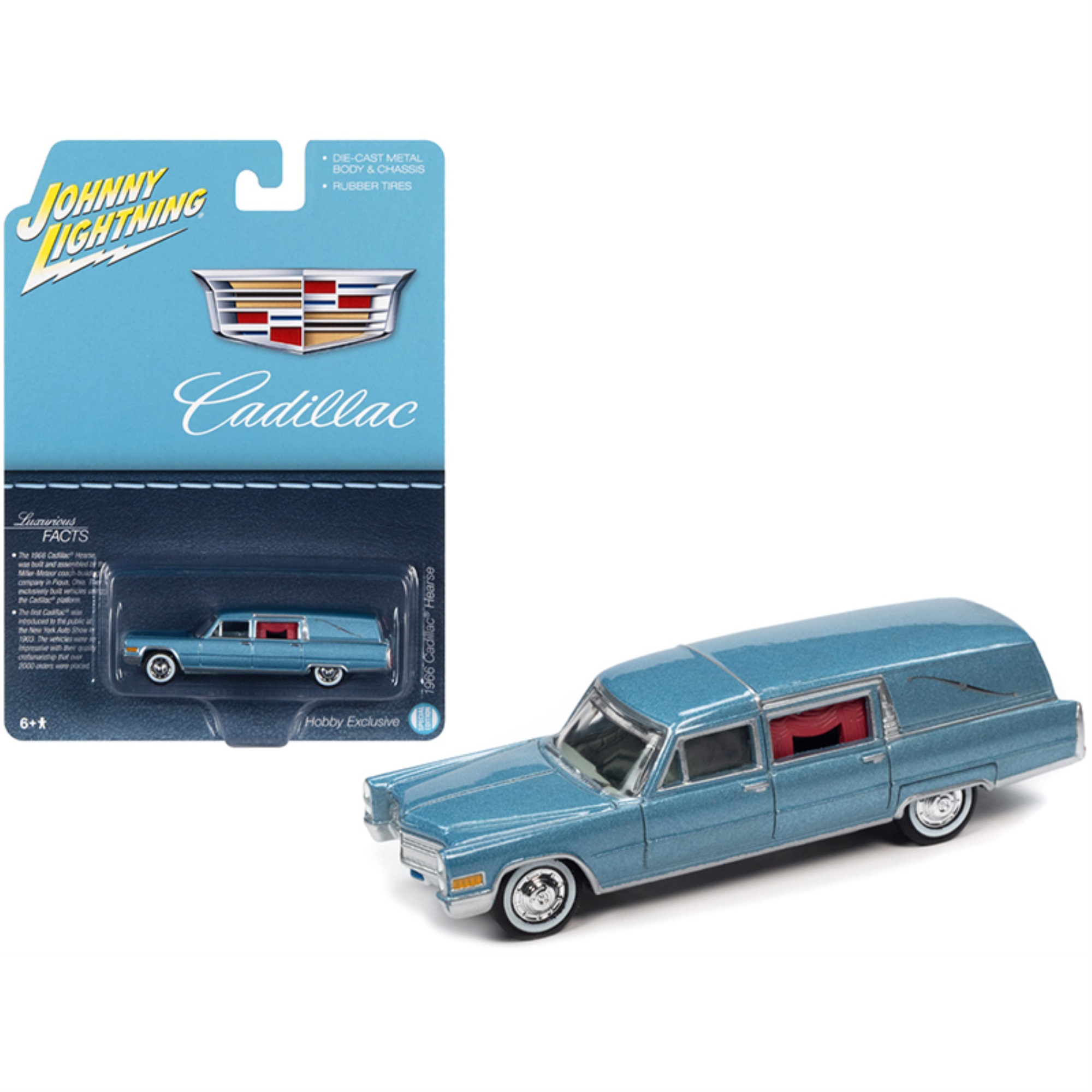 1966 Cadillac Hearse Light Blue Metallic \Special Edition\ 1/64 Diecast