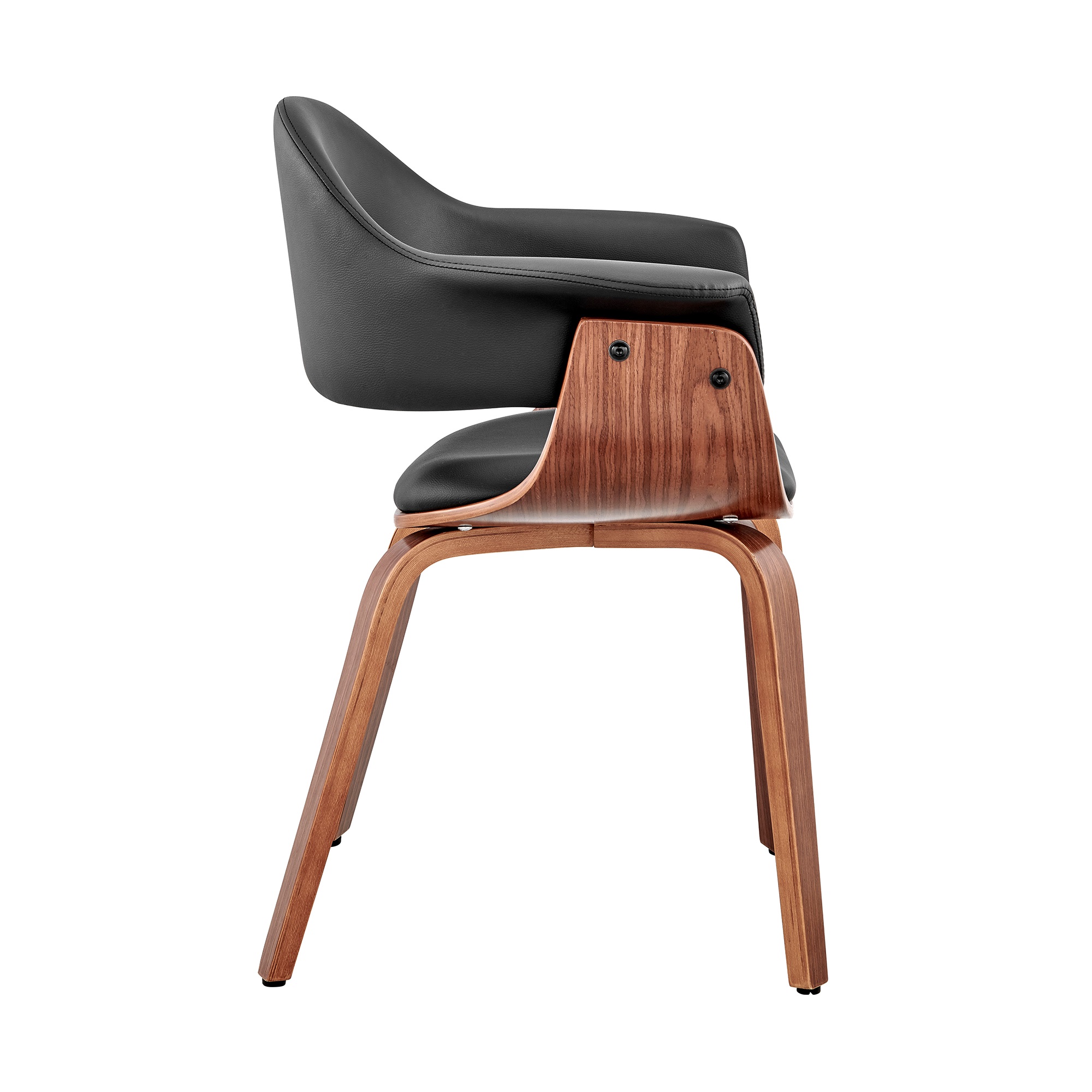 Adalyn Black Faux Leather And Walnut Wood Dining Room Accent Chair