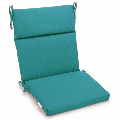 18-inch by 38-inch Spun Polyester Outdoor Squared Seat/Back Chair Cushion - Aqua Blue