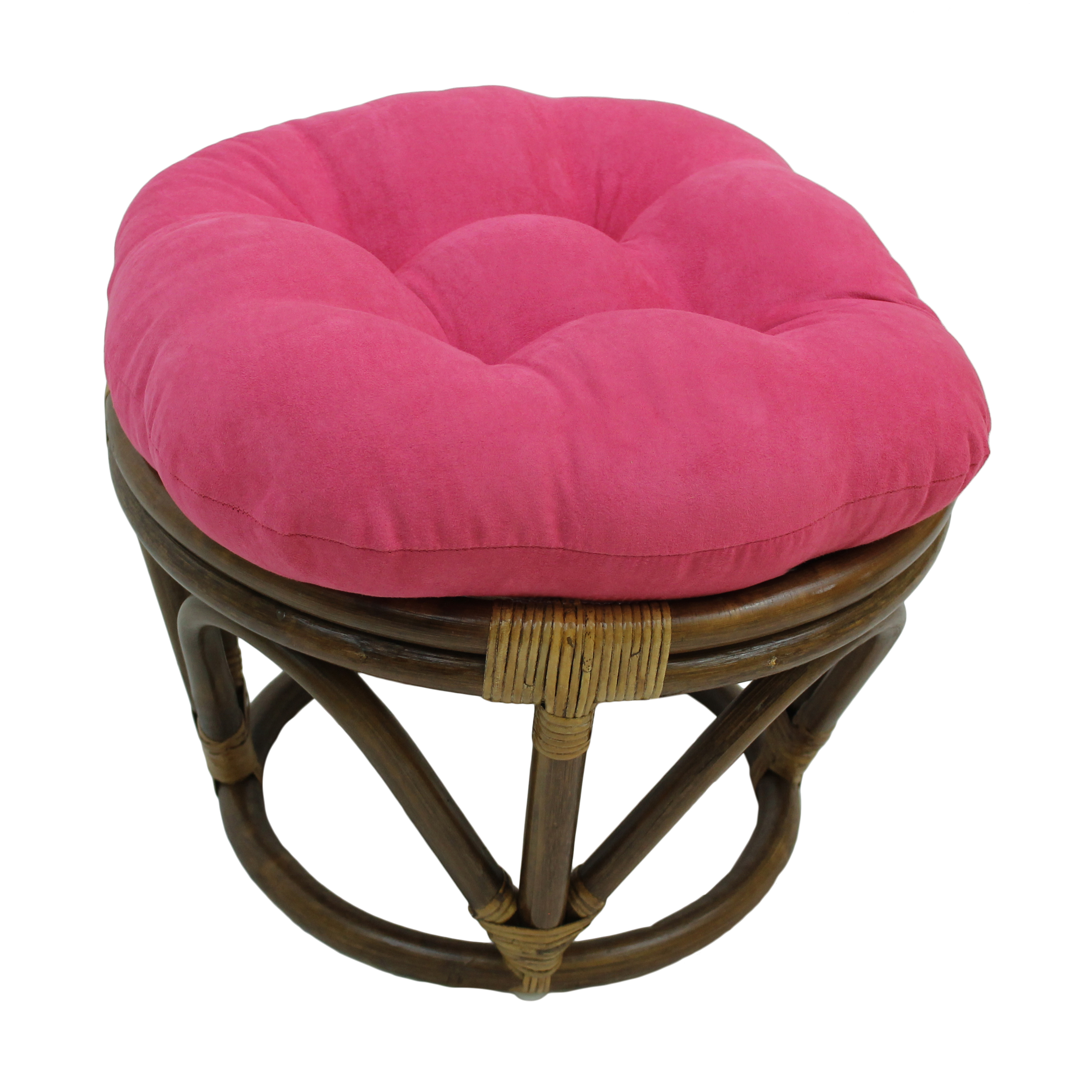 18-inch Round Solid Micro Suede Tufted Footstool Cushion - Bery Berry