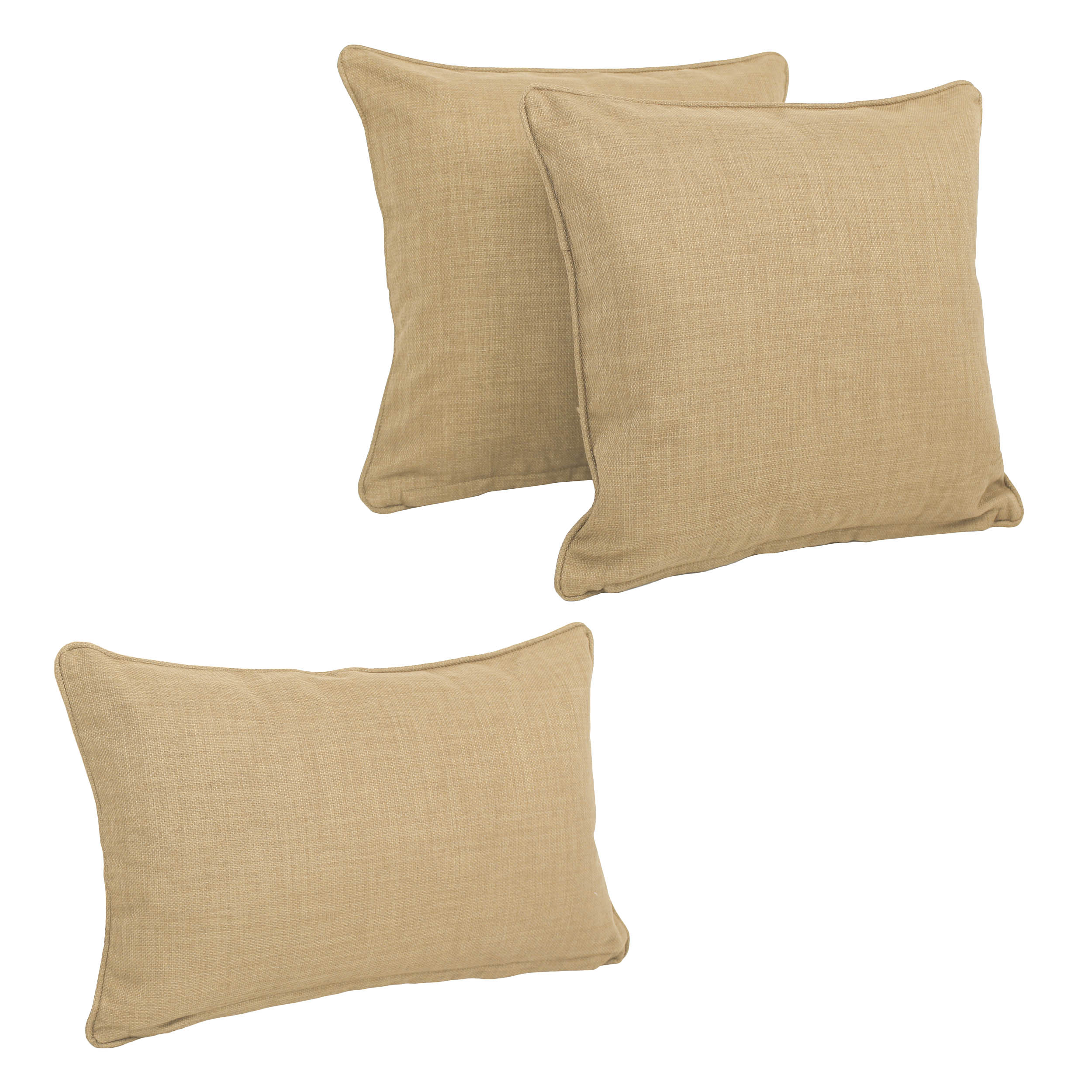Blazing Needles Indoor/Outdoor Spun Polyester Throw Pillows (Set of 3) - Sandstone