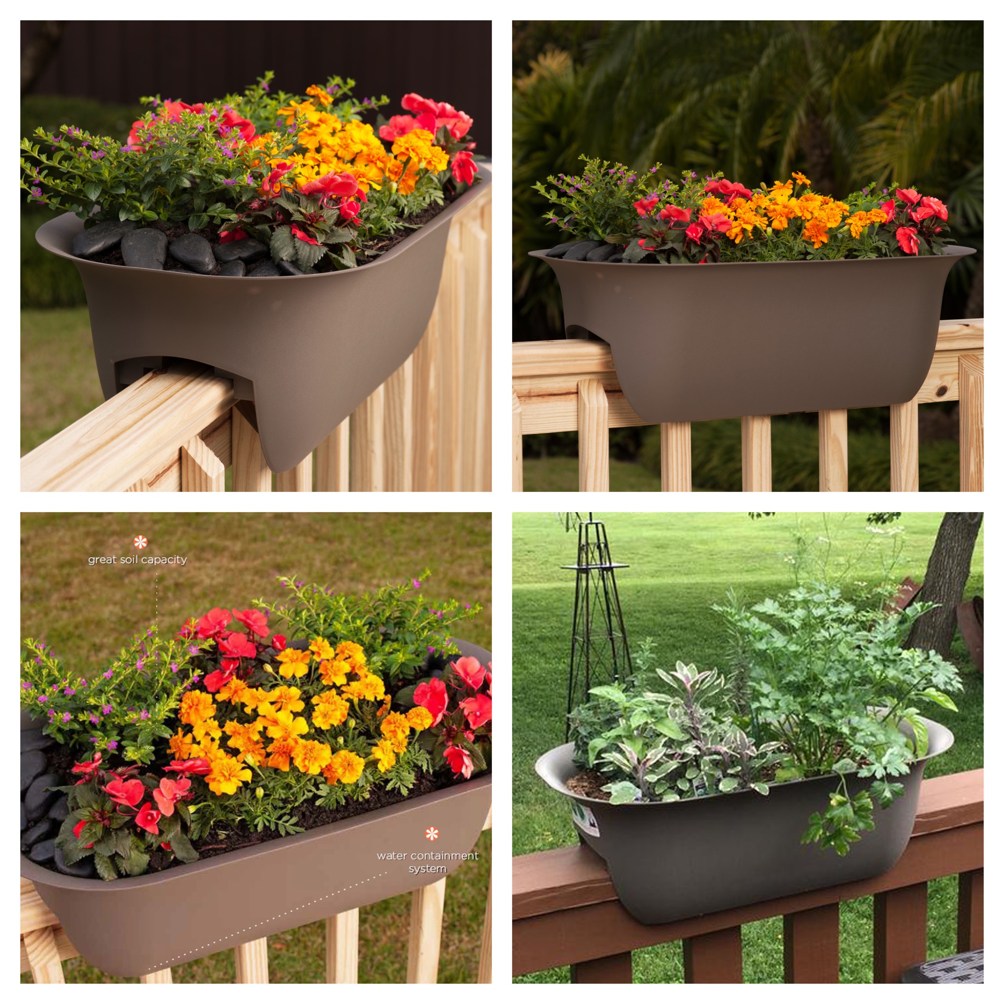Bloem Modica Deck Rail Planter, 24", White eBay