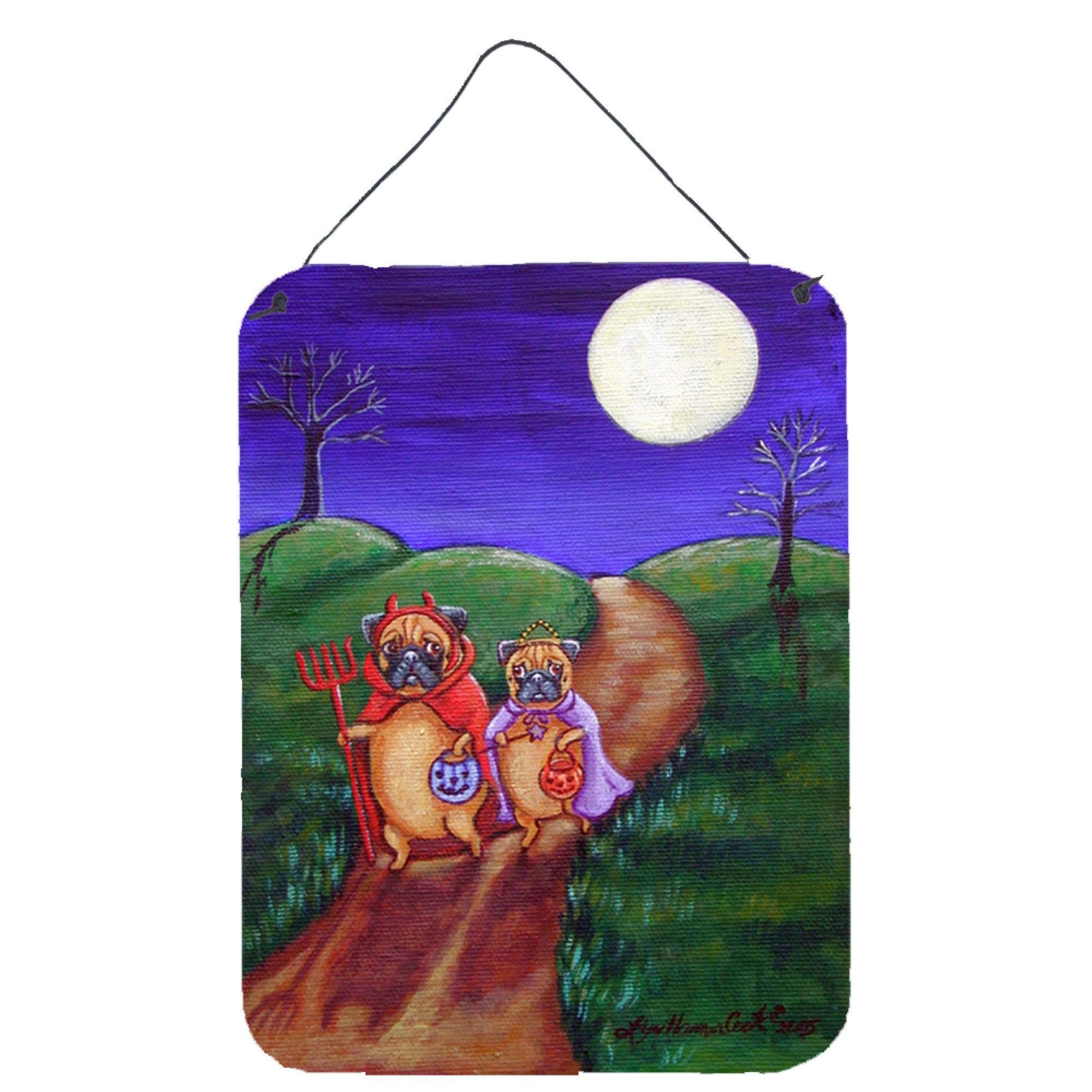 Caroline Lady with Her Boston Terrier Aluminium Metal Wall or Door Hanging Pr...