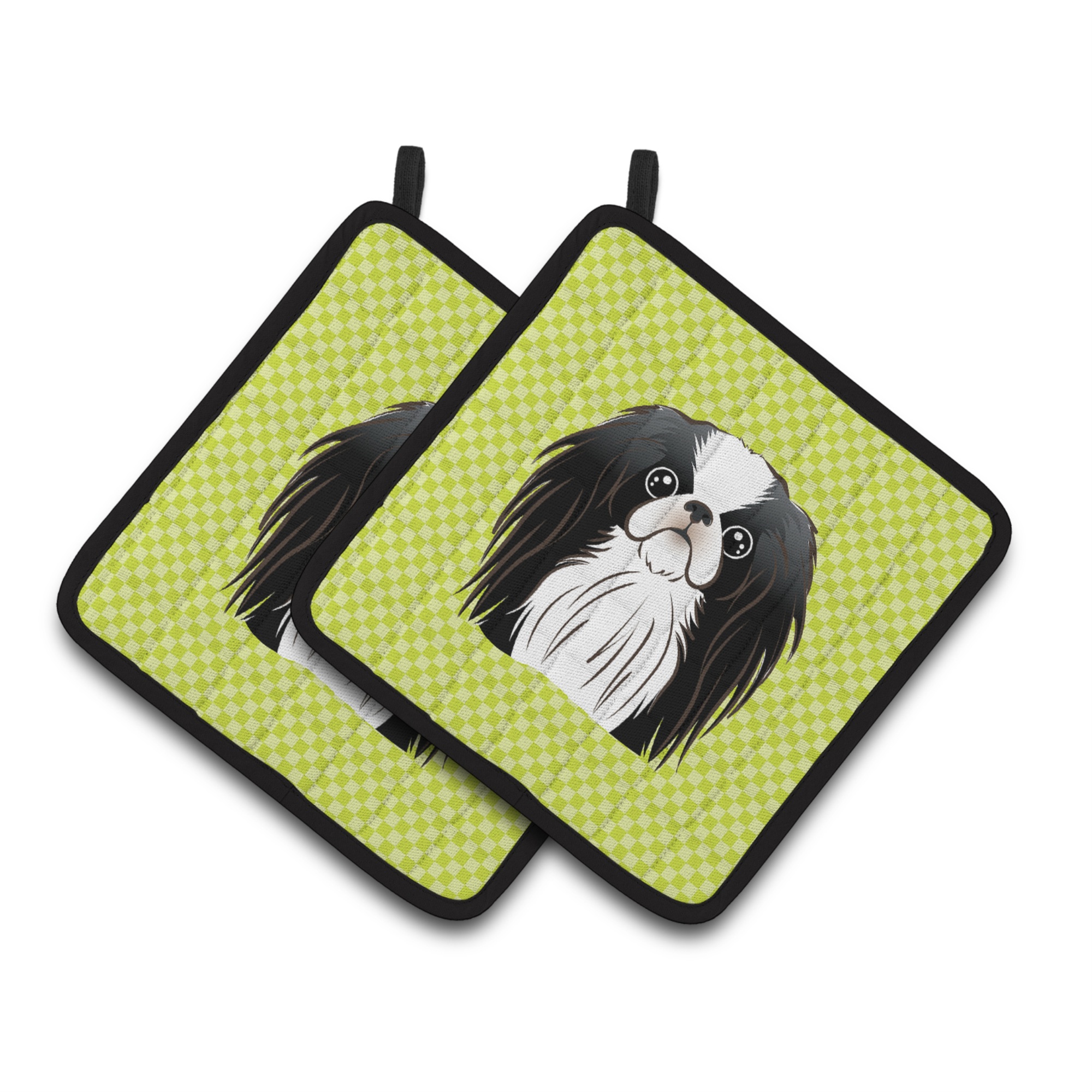 Multicolor Carolines Treasures Checkerboard Lime green Pomeranian Pair of Pot Holders BB1269PTHD 7.5HX7.5W Multicolor Carolines Treasures Checkerboard Lime green Pomeranian Pair of Pot Holders BB1269PTHD 7.5HX7.5W