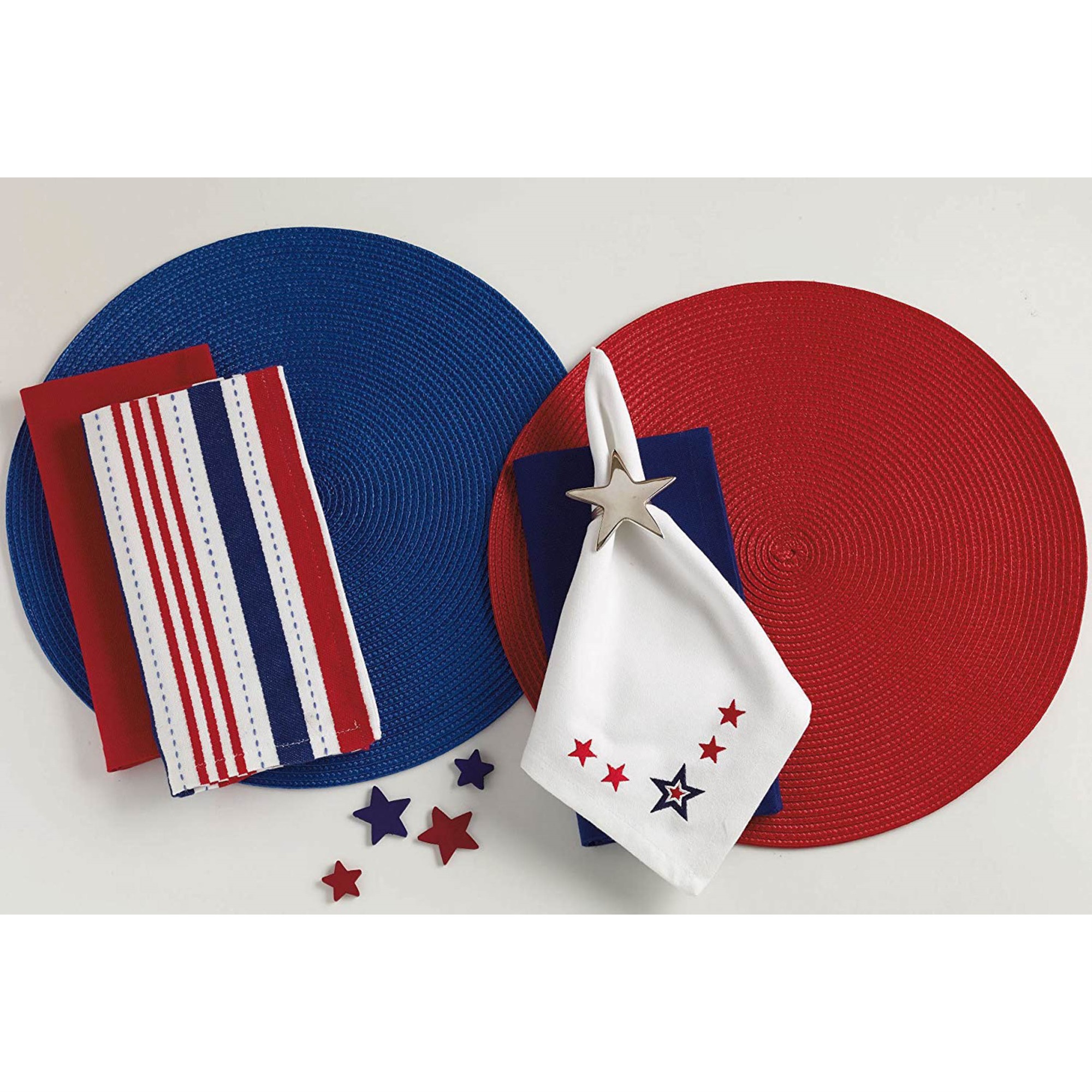 PLACEMAT ROUND WOVEN RED Set of 6
