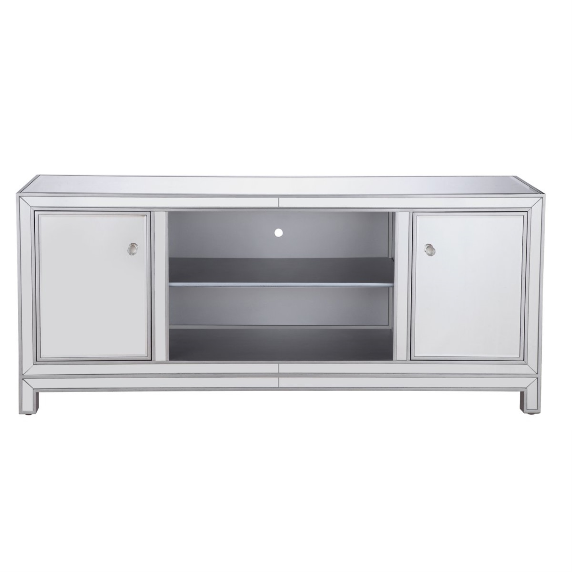 Details About 60 In Mirrored Tv Stand Antique Silver