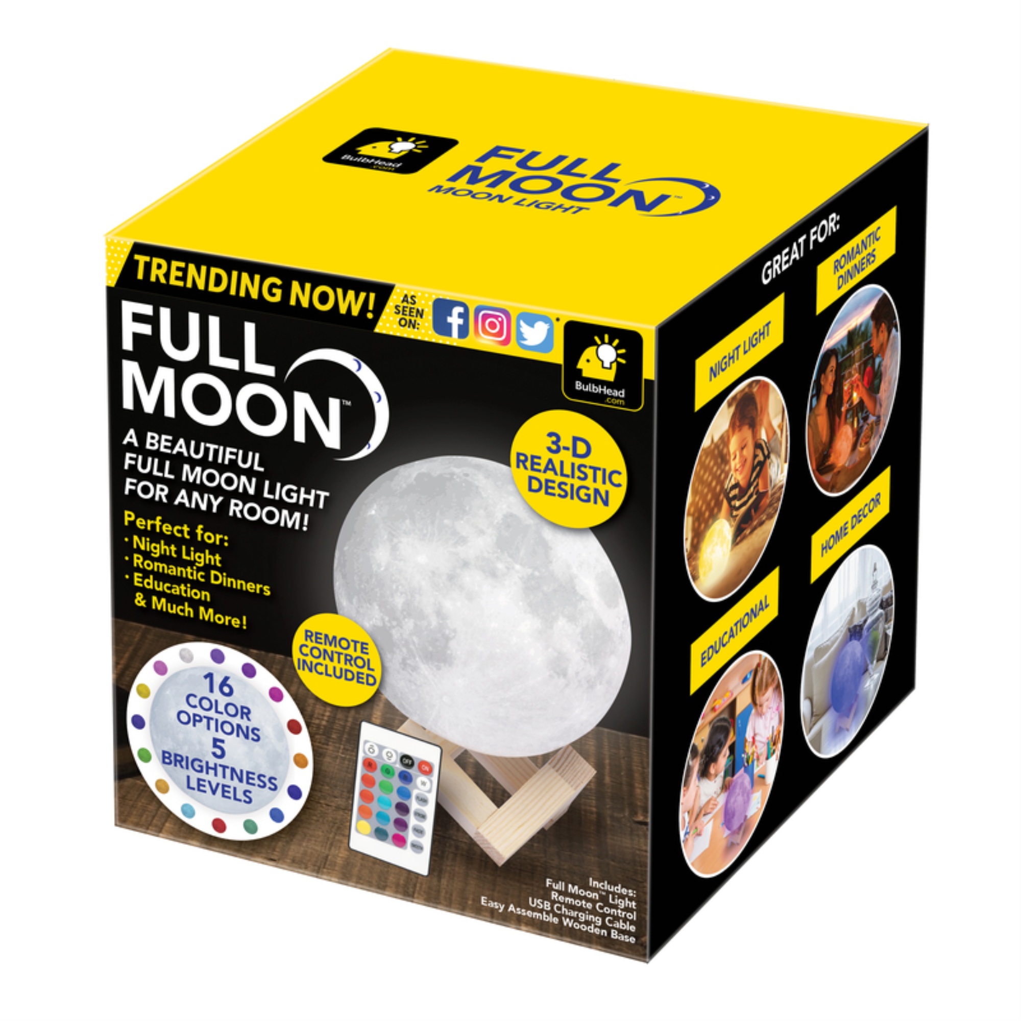 Full Moon 3D Lamp Light