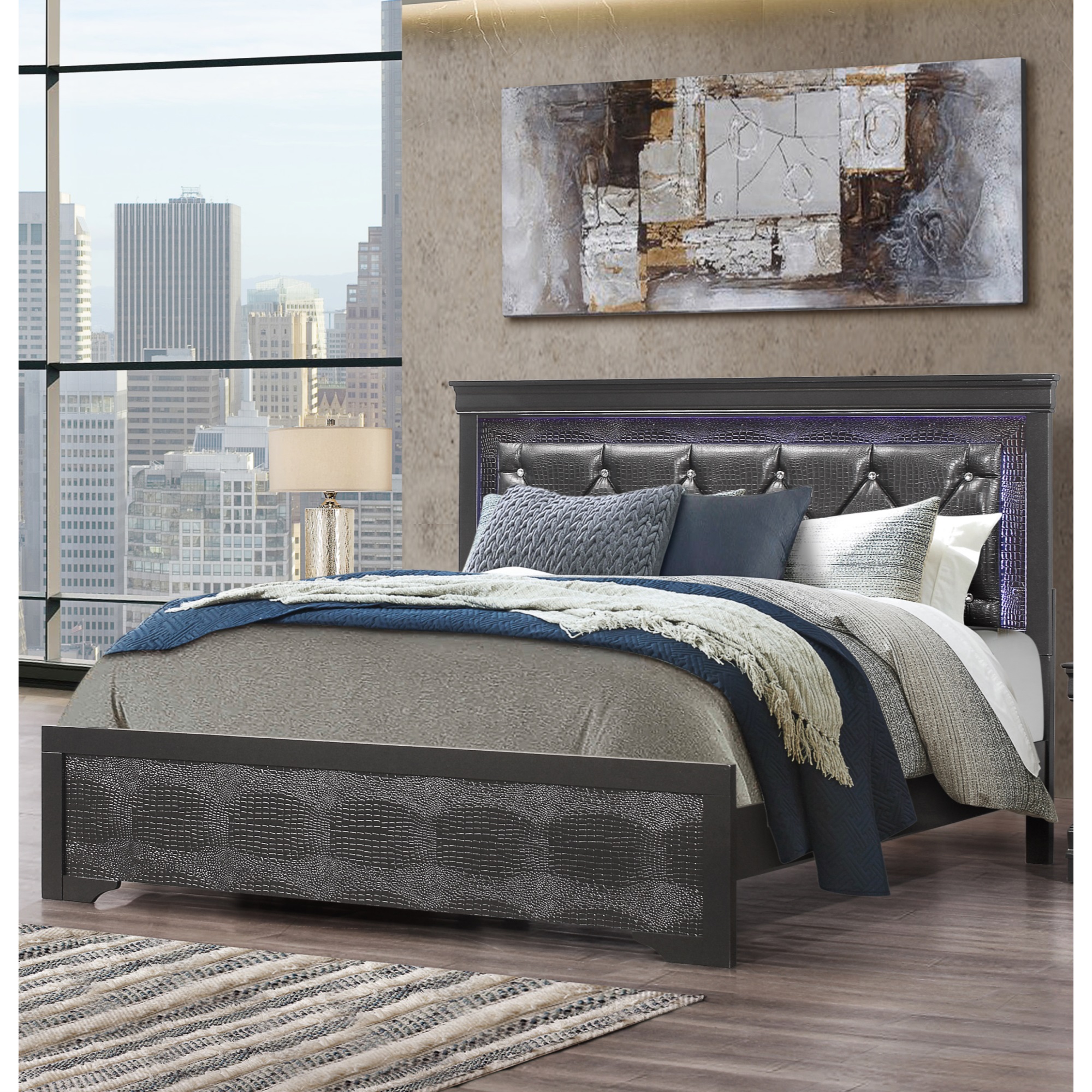 Pompei Metallic Grey Full Bed