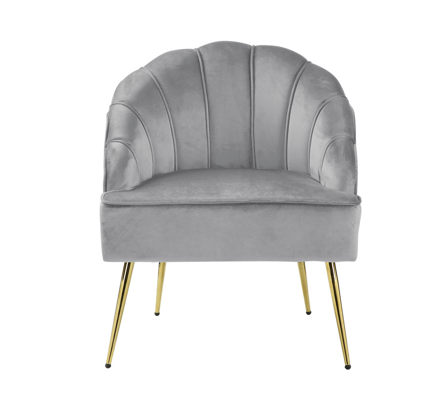 Ergode Naomi Gray Velvet Wingback Accent Chair with Metal Legs