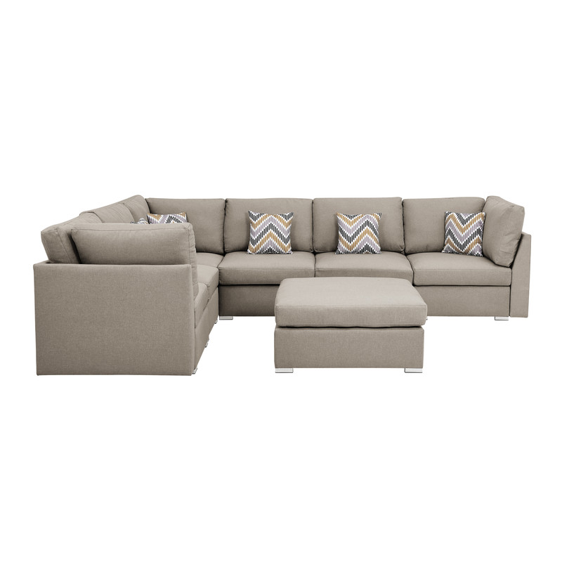 Lilola Home Amira Fabric Reversible Modular Sectional Sofa With Ottoman And P - Modular Sectional Sofa Lilola Home Amira Fabric Reversible Modular Sectional Sofa With Ottoman And P - Modular Sectional Sofa
