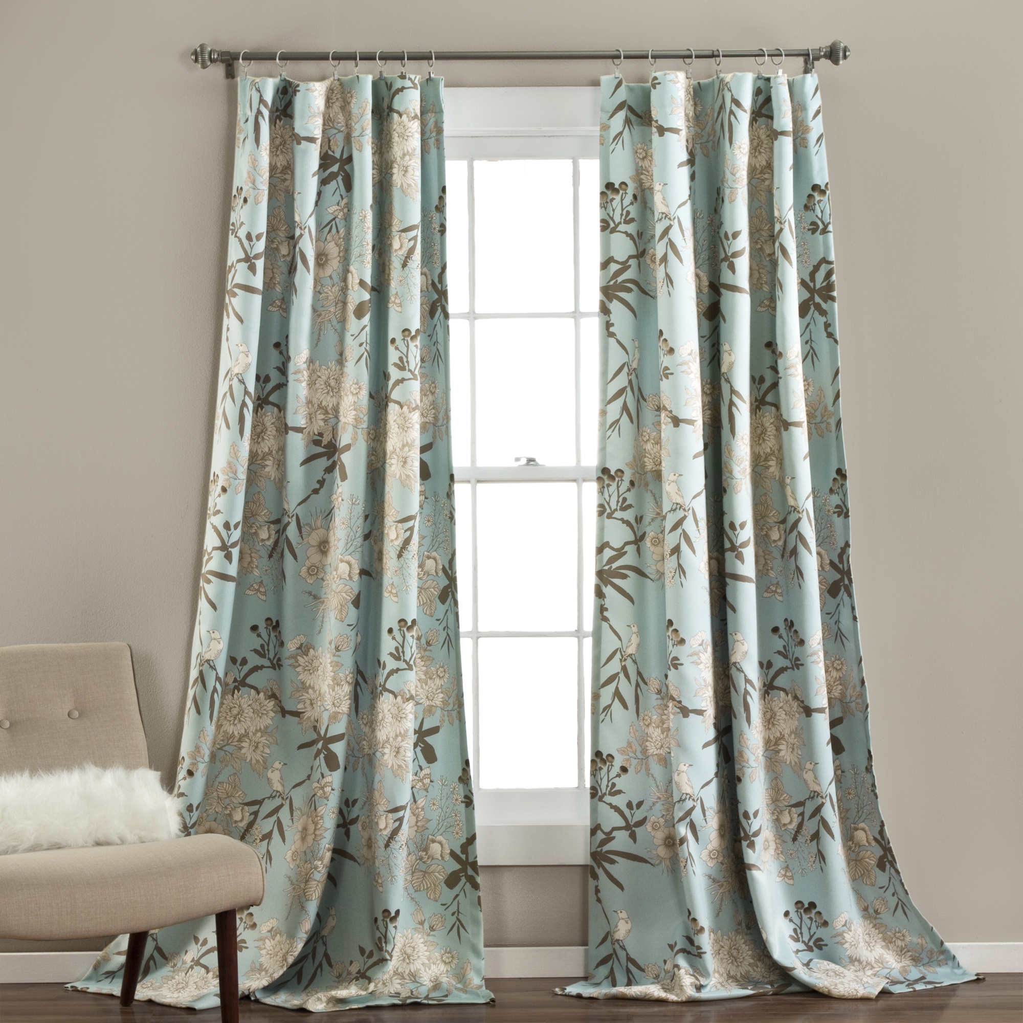 Lush Decor-Botanical Garden Room Darkening Window Curtain Panels 52X108 Set Okazja, niska cena