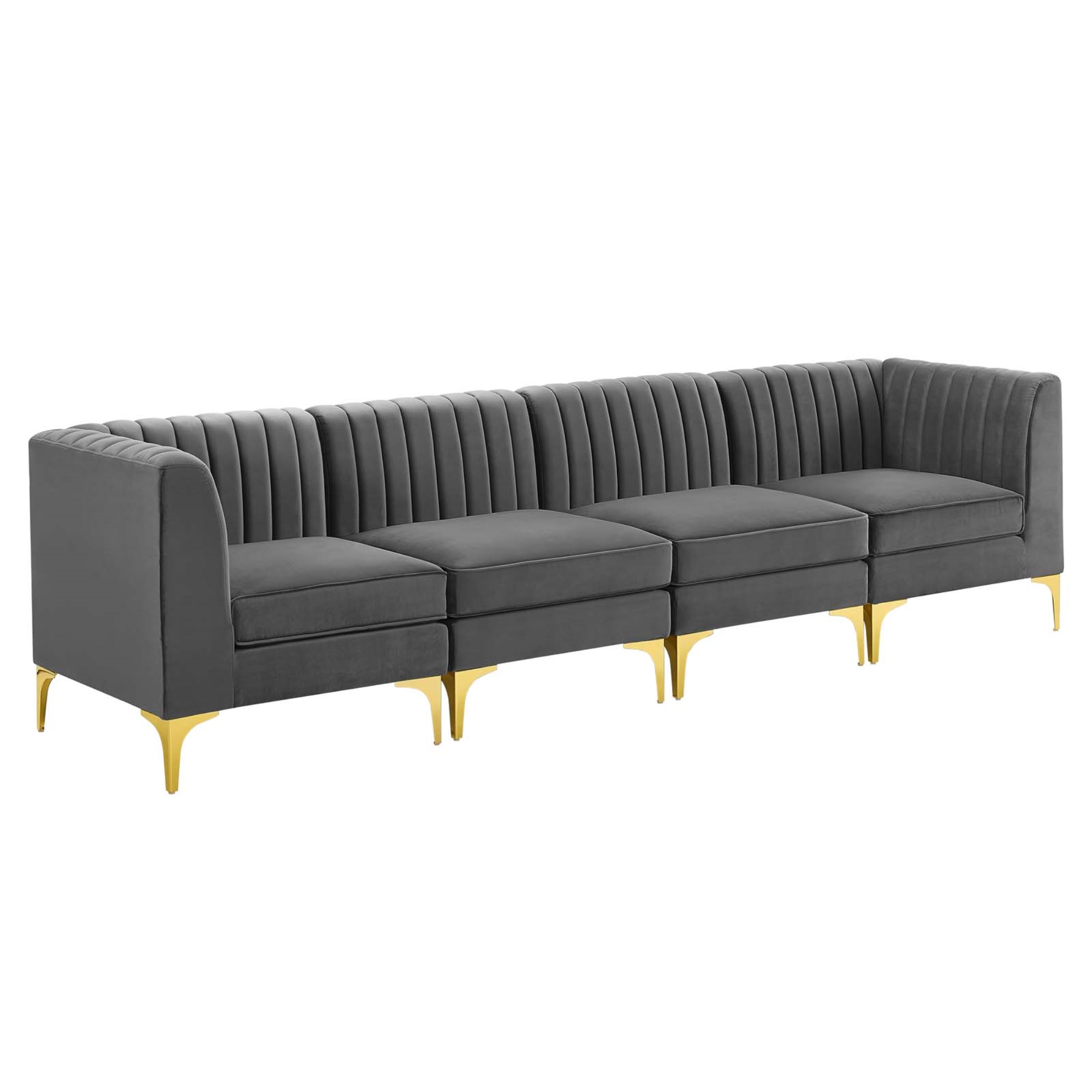Modway Triumph Channel Tufted Performance Velvet 4Seater Sofa