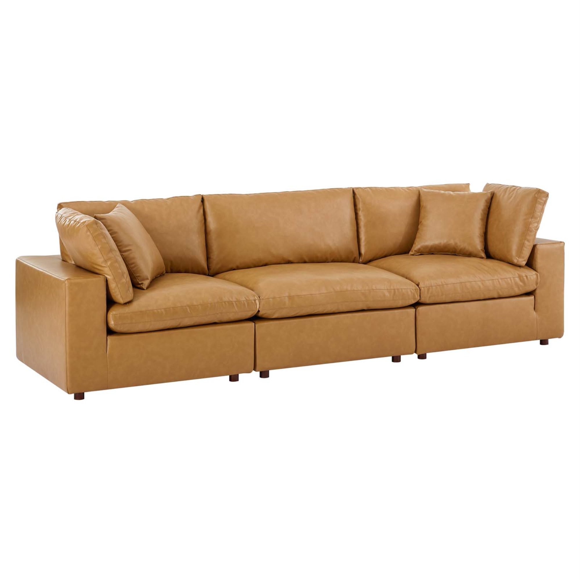 Modway Commix Down Filled Overstuffed Vegan Leather 3Seater Sofa