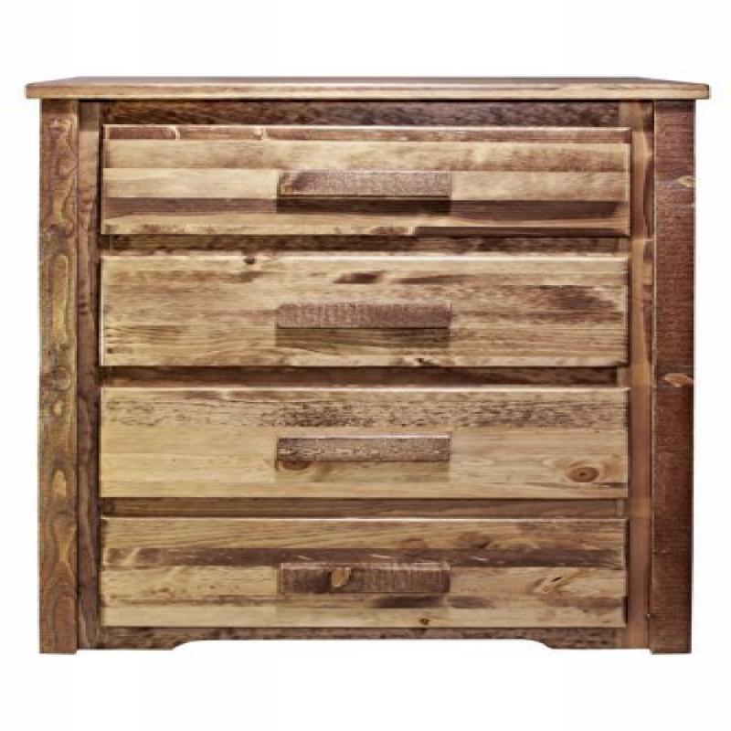 Homestead Collection 4 Drawer Chest of Drawers, Stain & Clear Lacquer Finish