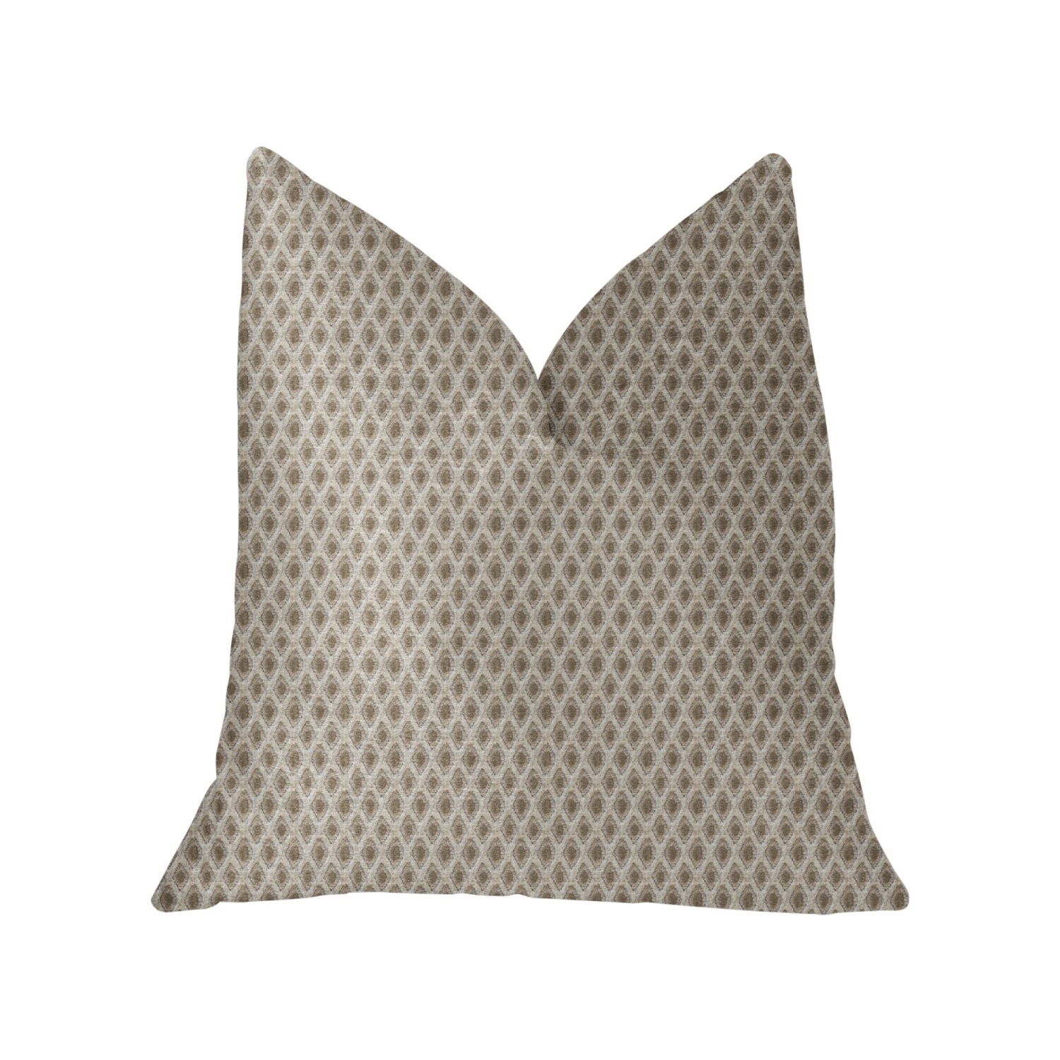 Plutus Diamant Beige and Brown Luxury Throw Pillow - Double sided  18" x 18"