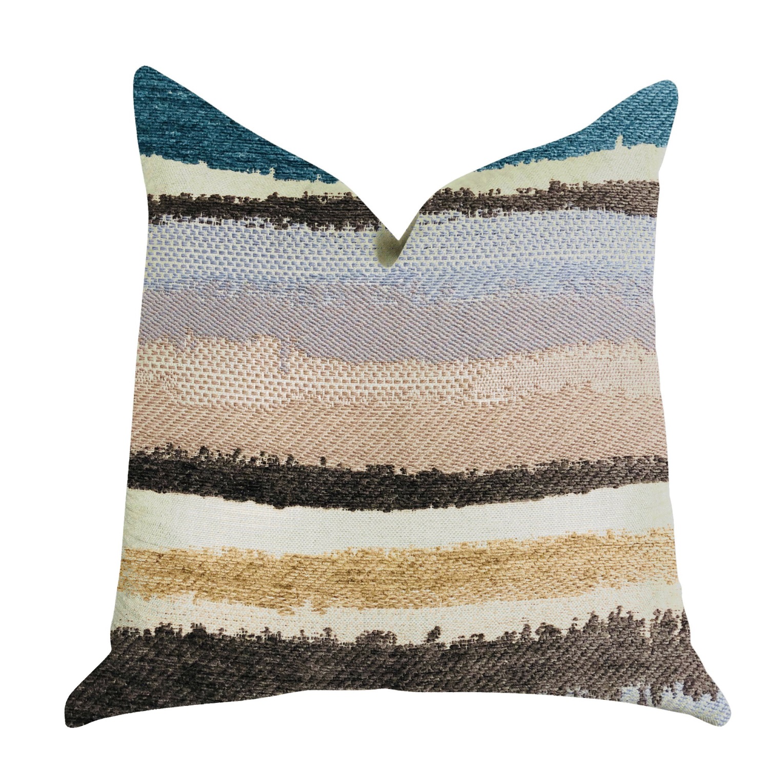 Plutus Blue Stone River Sand Multi Color Luxury Throw Pillow - Double sided  18" x 18"