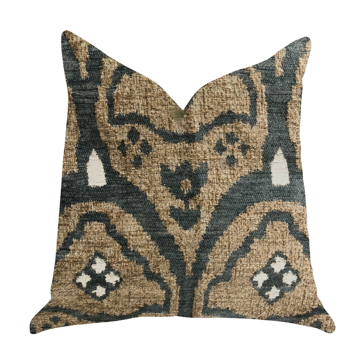 Plutus Tulip Zen Green Taupe Luxury Throw Pillow  - Double sided  22" x 22"