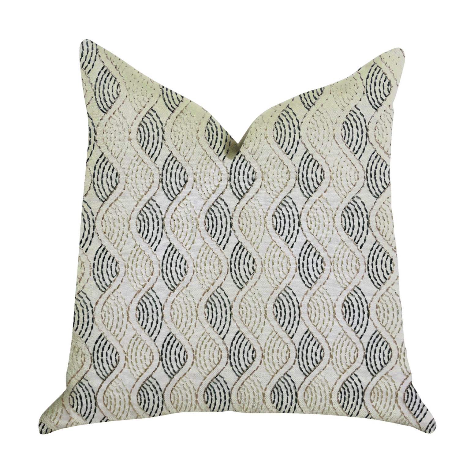 Plutus Enigma Twist Luxury Throw Pillow in Blue, Beige Colors - Double sided  18" x 18"