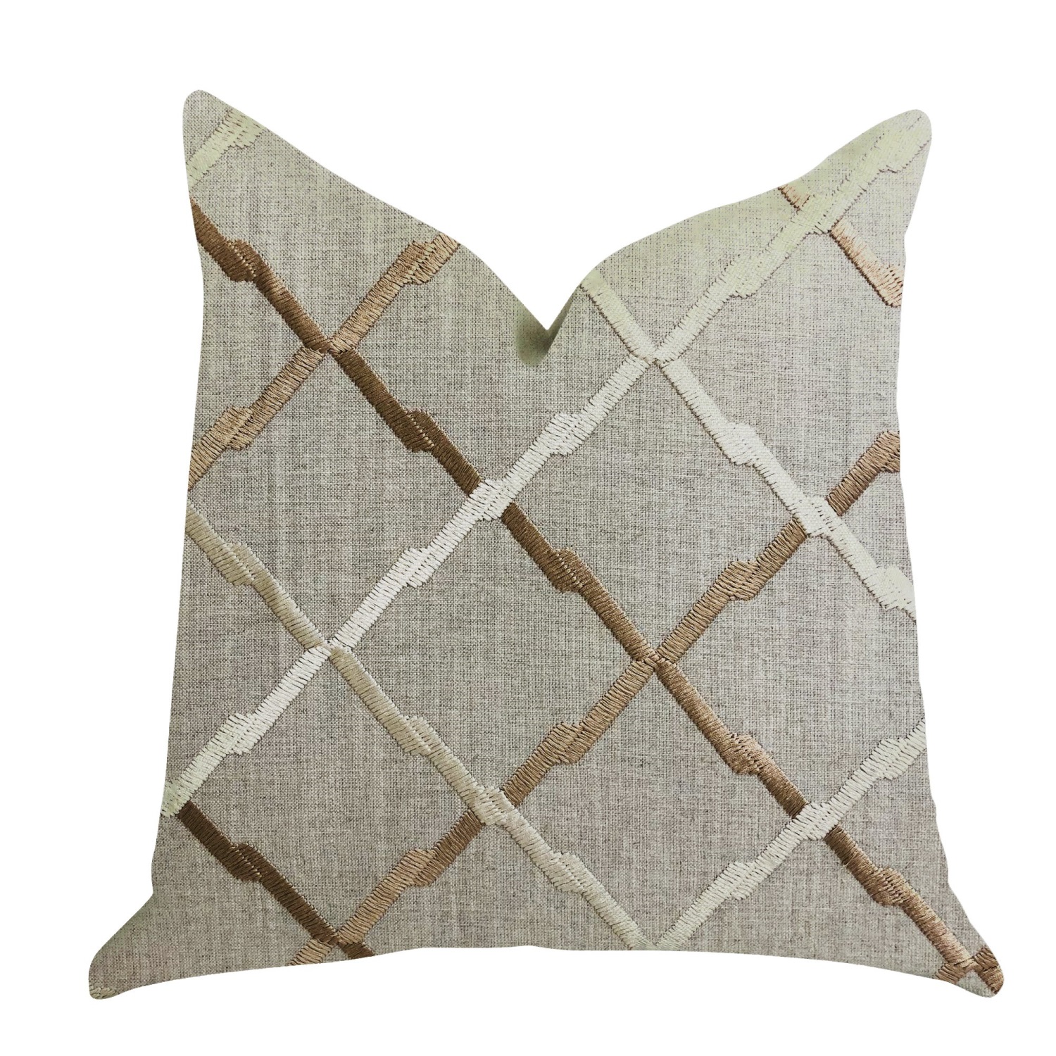 Plutus Urban Square Brown and Beige Luxury Throw Pillow - Double sided  20" x 20"