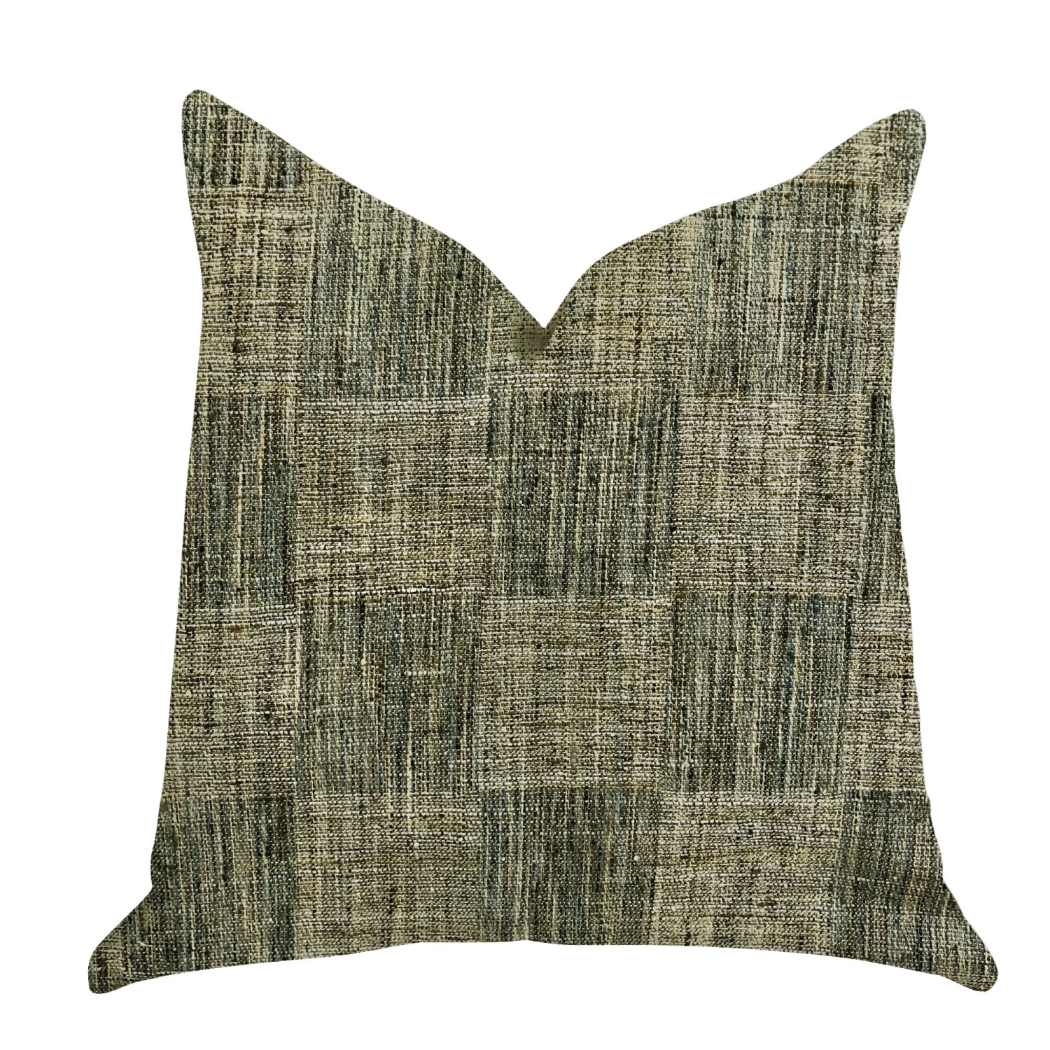 Plutus Foursquare Avenue in Green Tones Luxury Throw Pillow - Double sided  12" x 25"