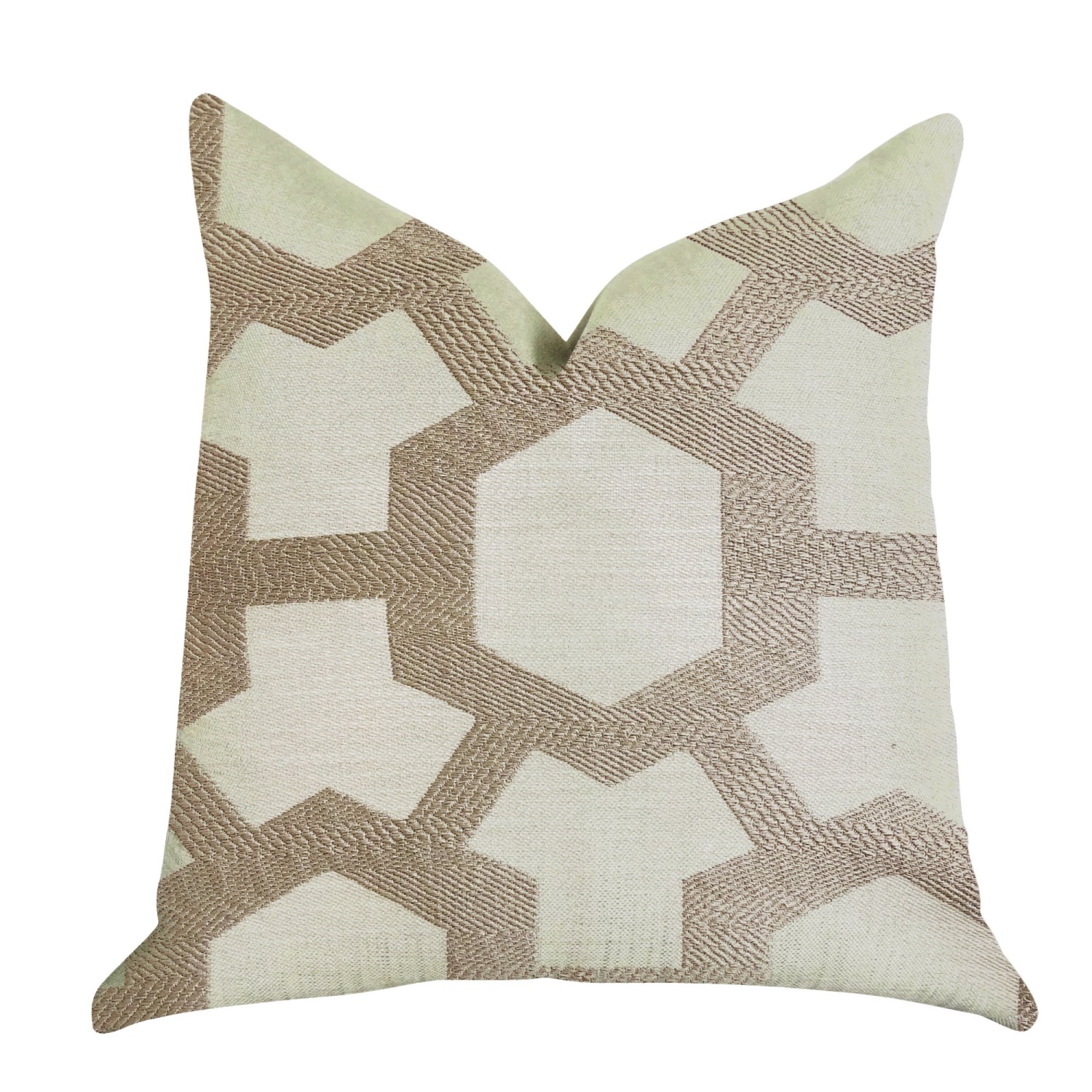 Plutus Linked Charisma Luxury Throw Pillow in Beige and Brown Tones - Double sided  20" x 36" King
