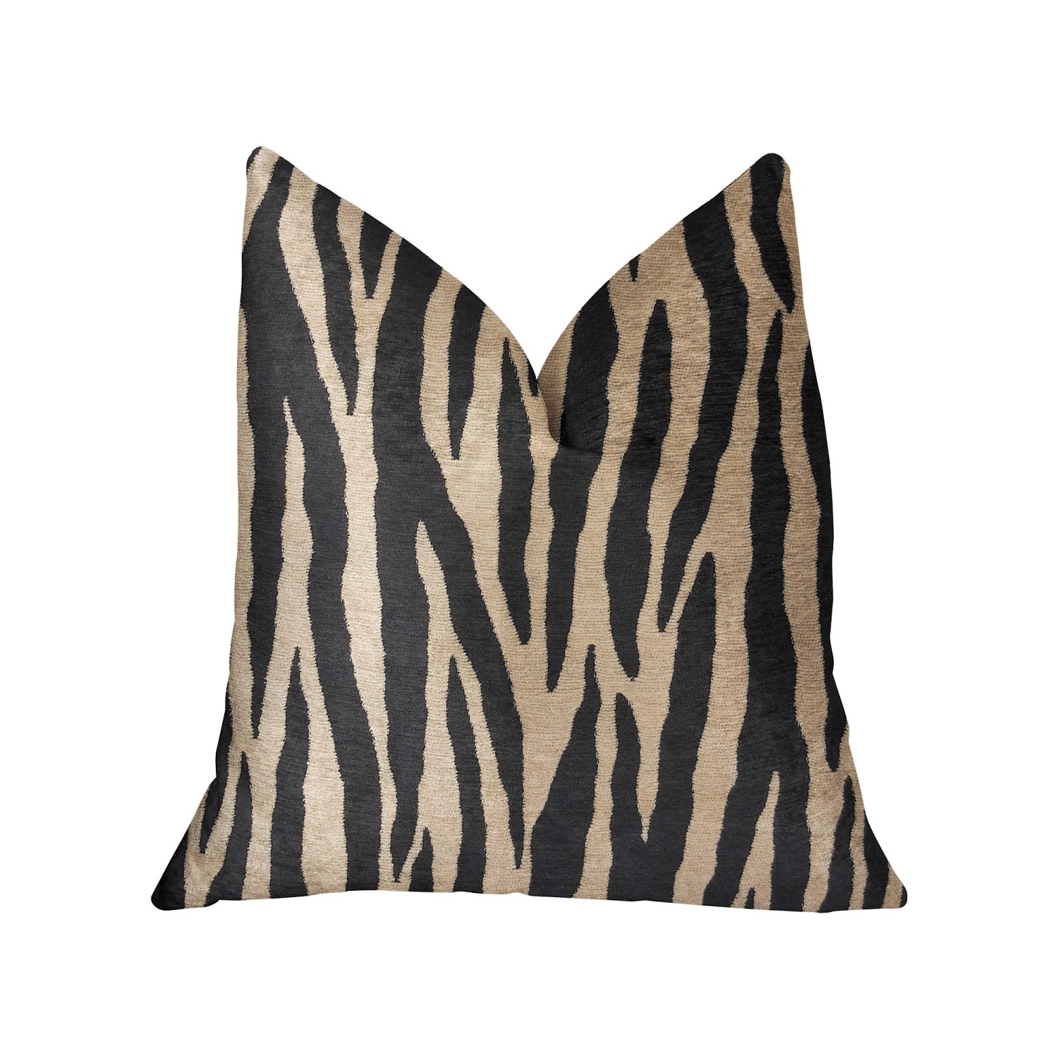 Plutus Zippy Zebra Black and Beige Luxury Throw Pillow - Double sided  18" x 18"