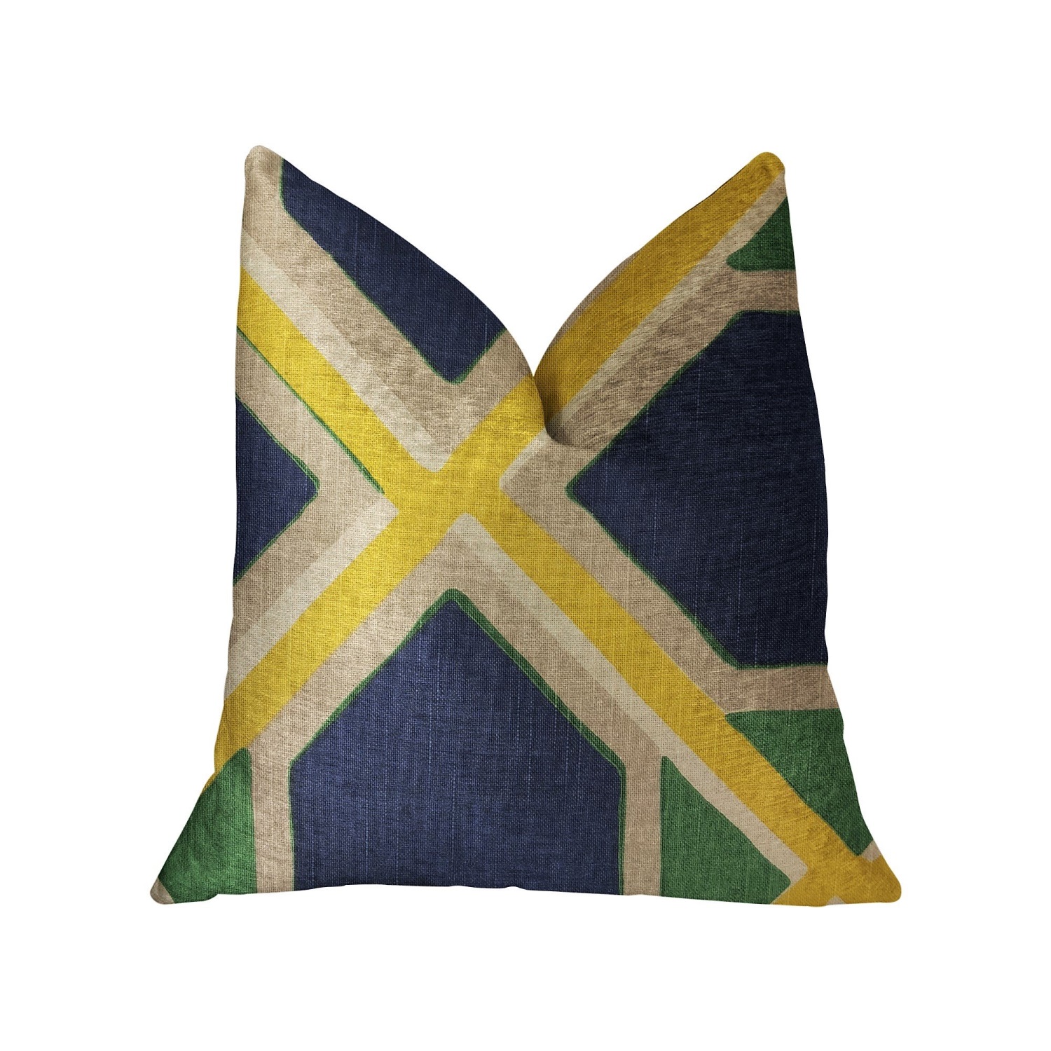 Plutus Obliquity Blue, Yellow and Green Luxury Throw Pillow - Double sided  12" x 20"