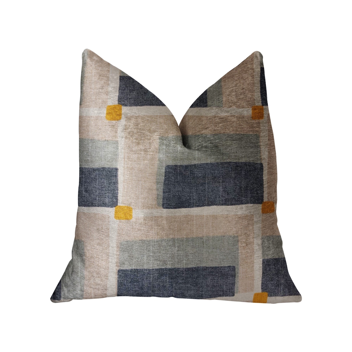 Plutus Bay Window Blue and Beige Luxury Throw Pillow - Double sided  18" x 18"