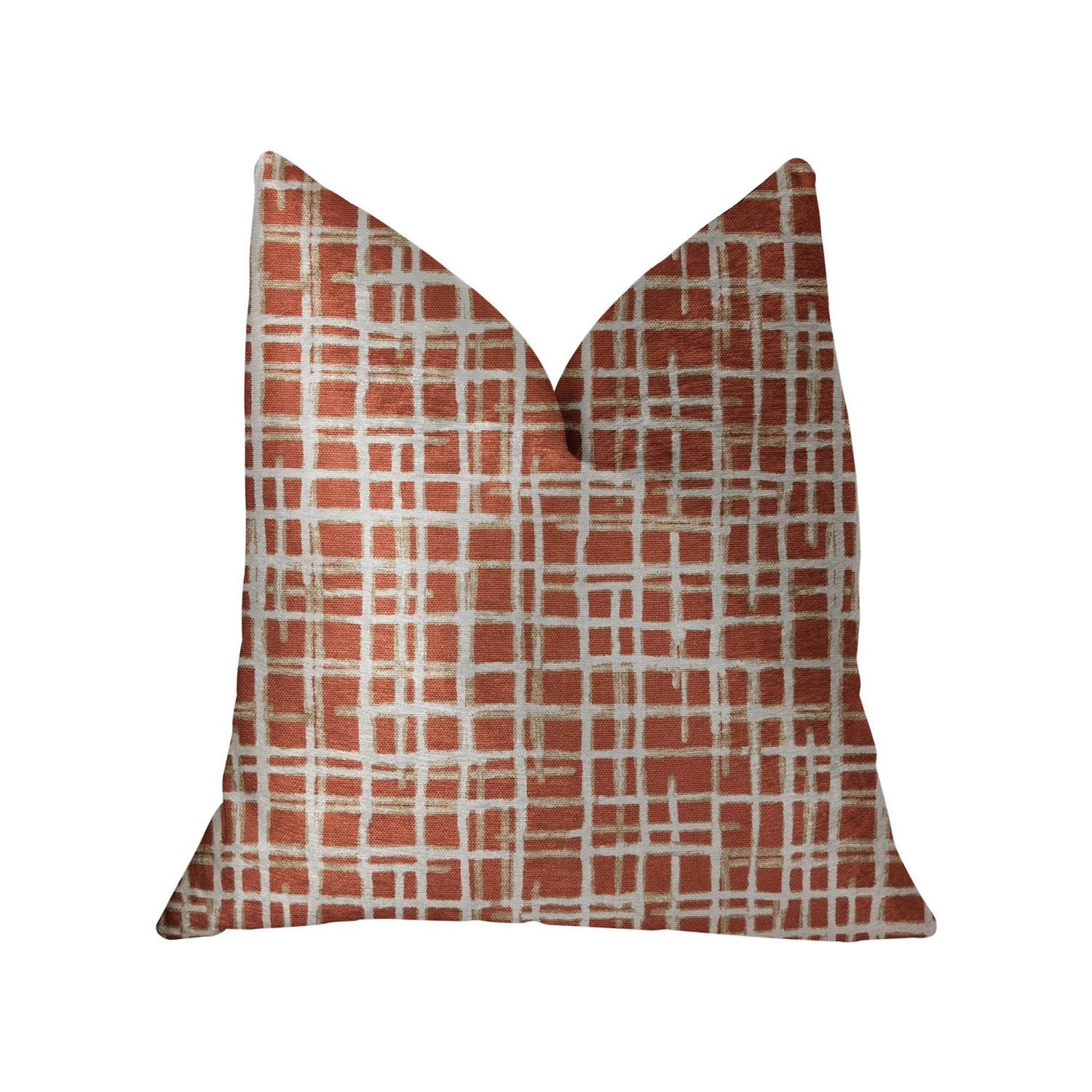 Plutus Spiced Fields  Orange and Beige Luxury Throw Pillow - Double sided  18" x 18"