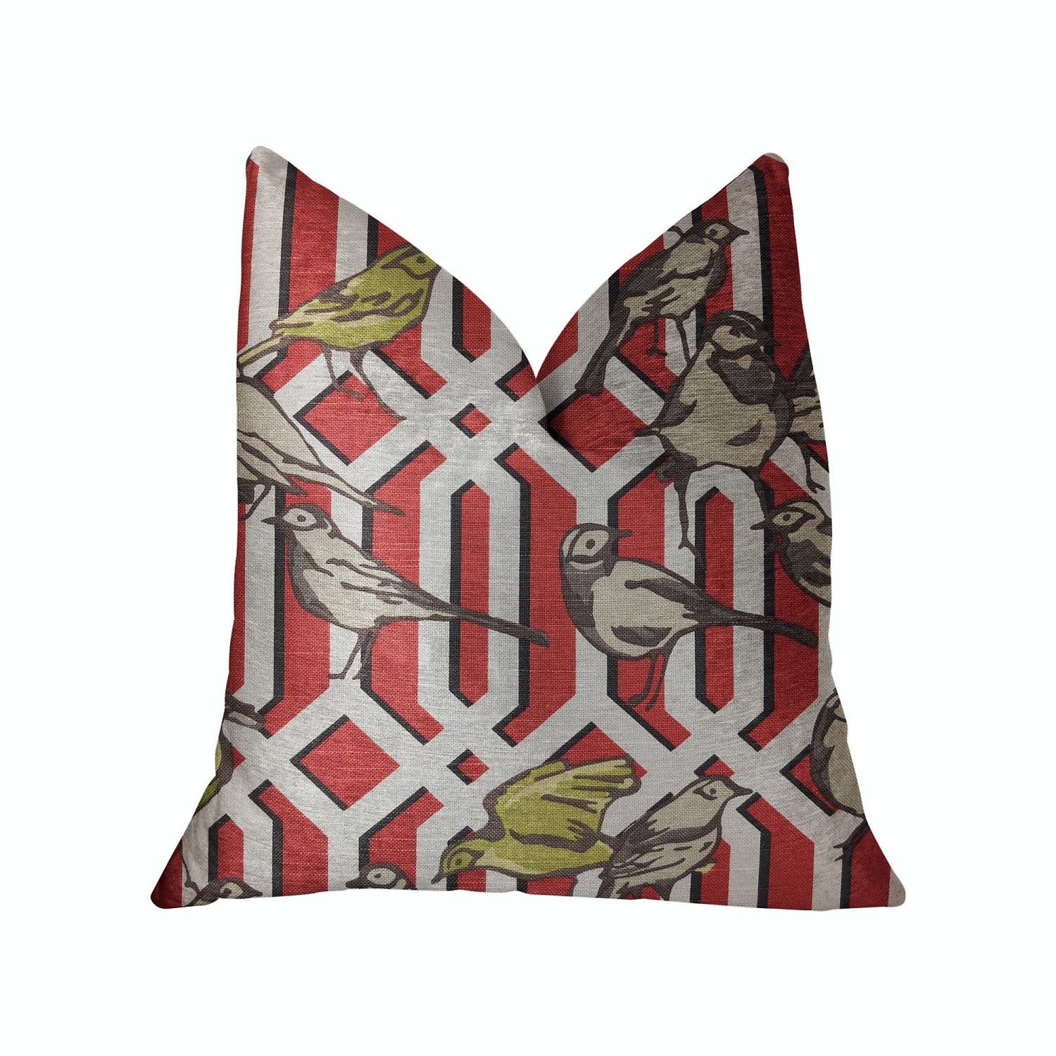 Plutus Bird Forest Multicolor Luxury Throw Pillow - Double sided  20" x 26" Standard
