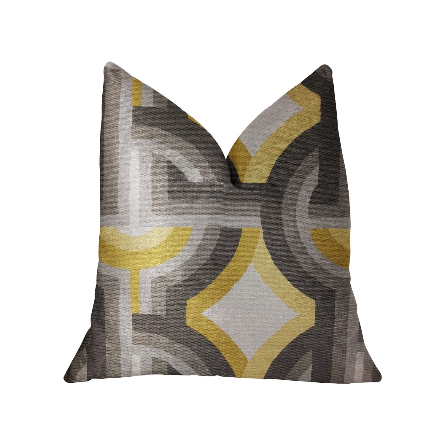 Plutus Delightful Chain Yellow, Beige and Gray Luxury Throw Pillow - Double sided  22" x 22"