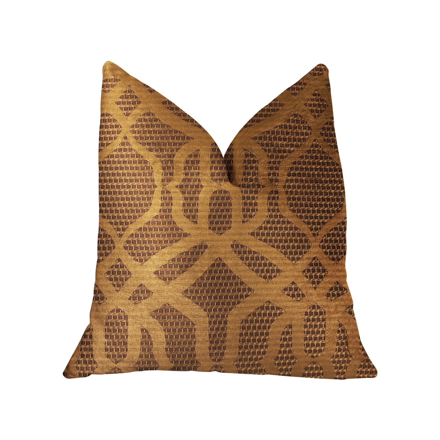 Plutus Portia  Gold and Brown Luxury Throw Pillow - Double sided  20" x 30" Queen