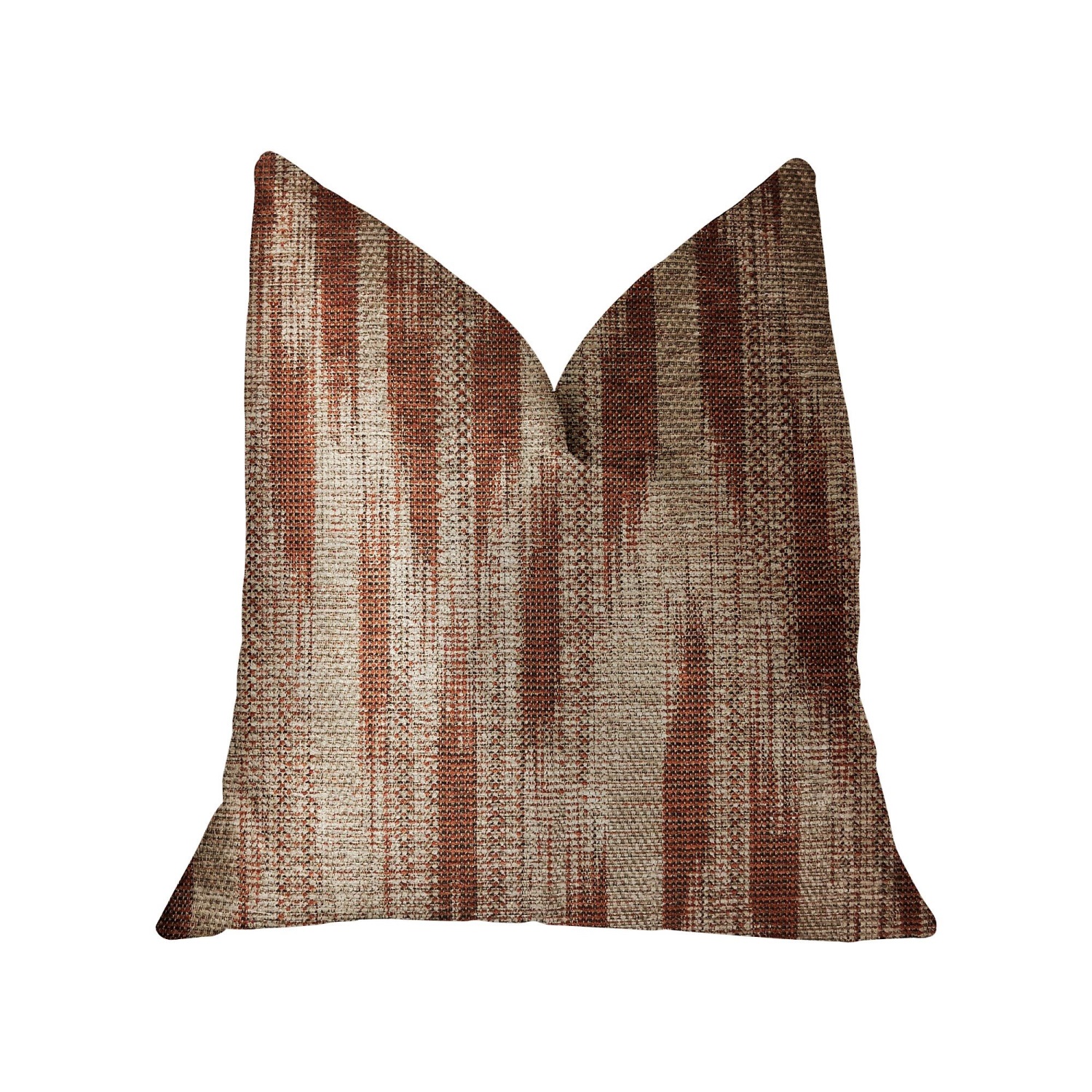 Plutus Stormy Pine Orange and Beige Luxury Throw Pillow - Double sided  18" x 18"