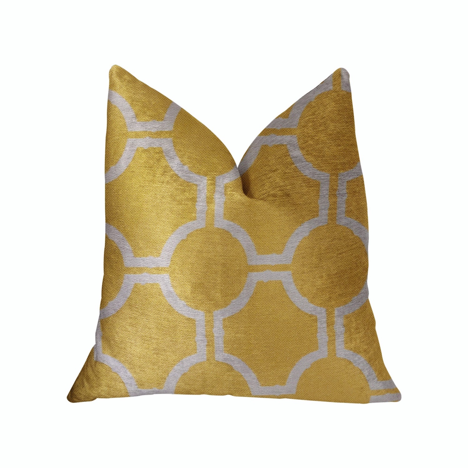 Plutus Honeycomb Yellow and Beige Luxury Throw Pillow - Double sided  20" x 26" Standard