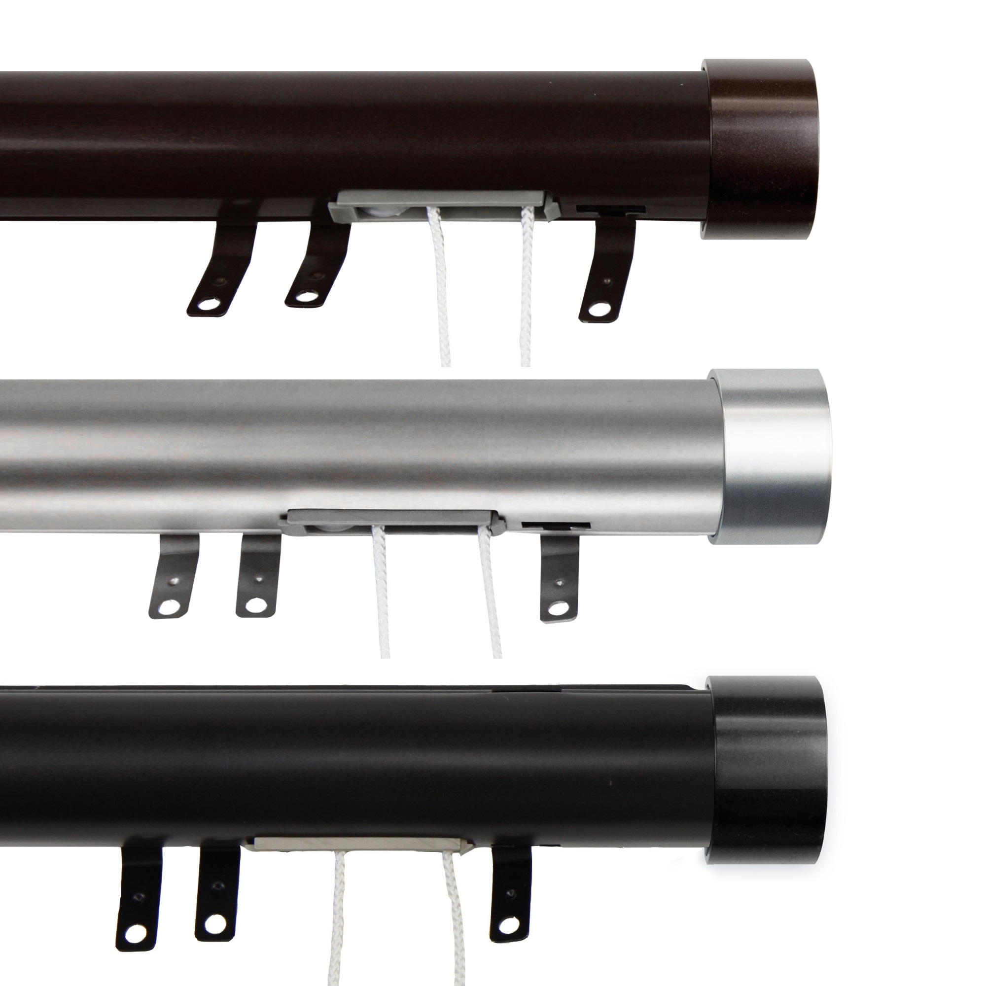 Astamoda Sims Decorative Traverse Rod w/ Sliders 84156" Satin Nickel