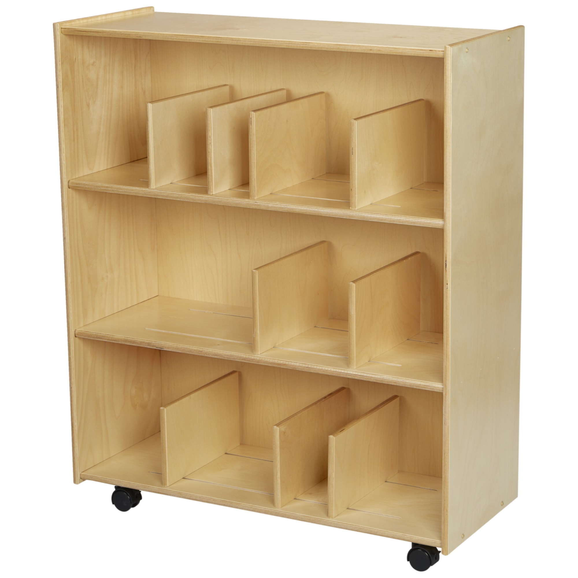 Childcraft Mobile Open Shelving Units With Adjustable Dividers  35-3/4 X 14-1/4 X 42 Inches