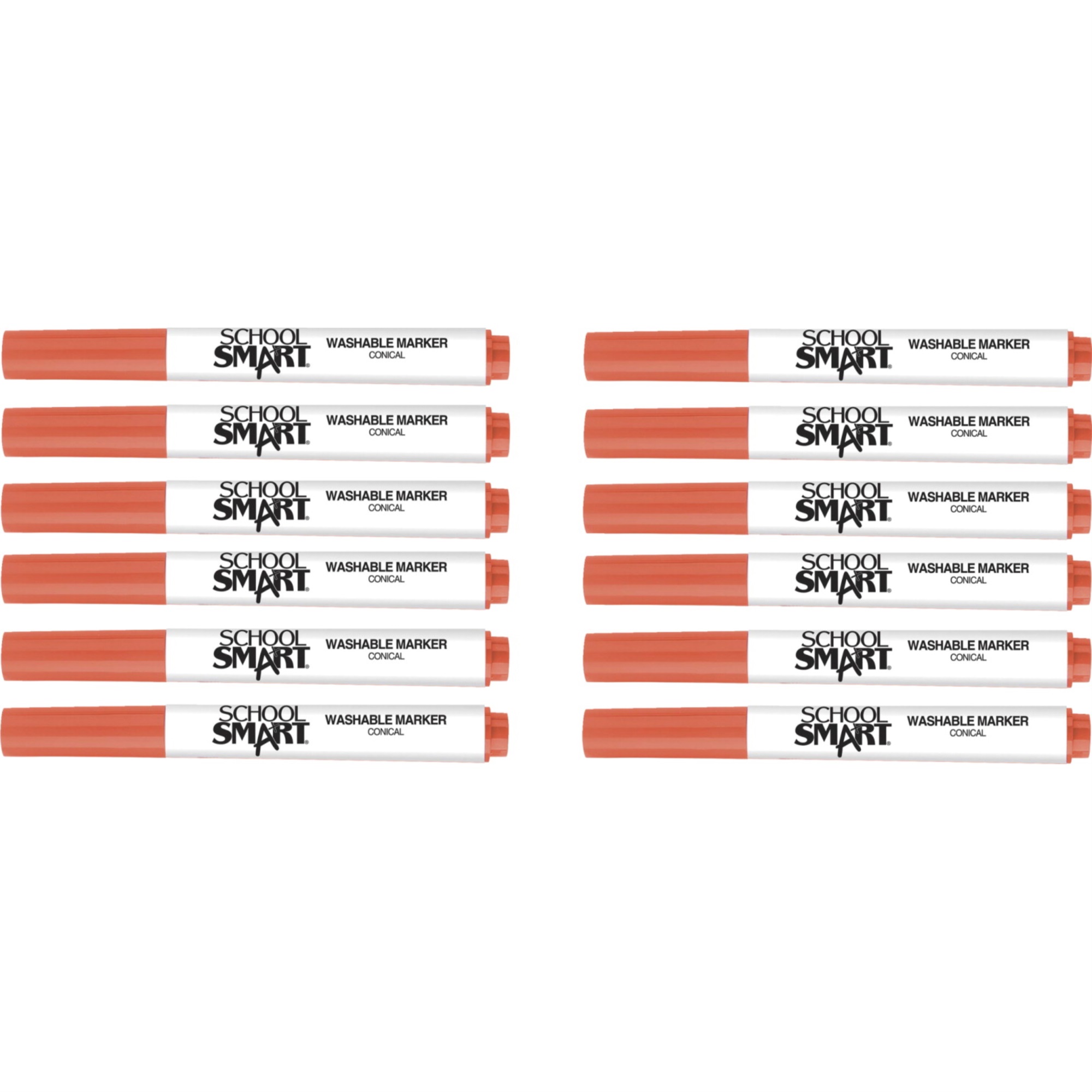 School Smart Washable Art Markers, Conical Tip, Orange, Pack