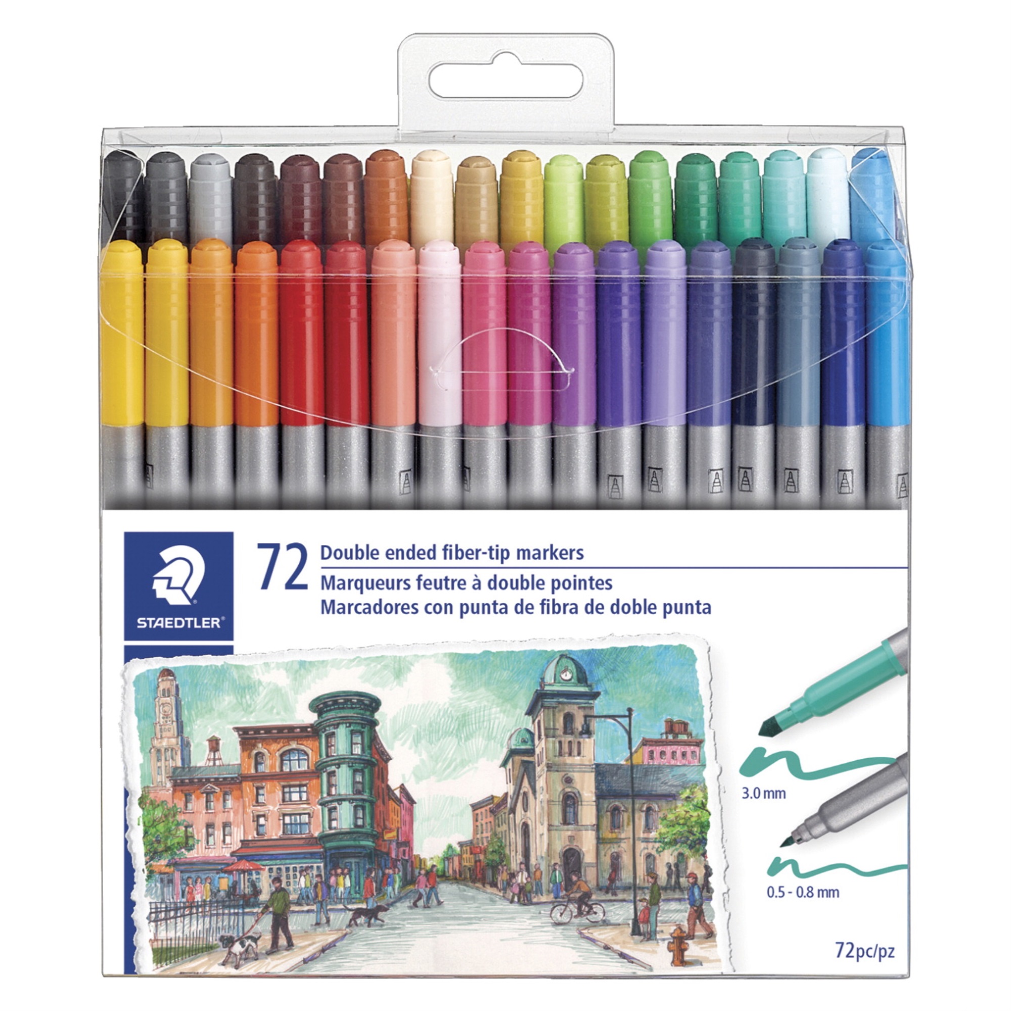 Staedtler Double-Ended Fiber-Tip Markers, Assorted Colors, S