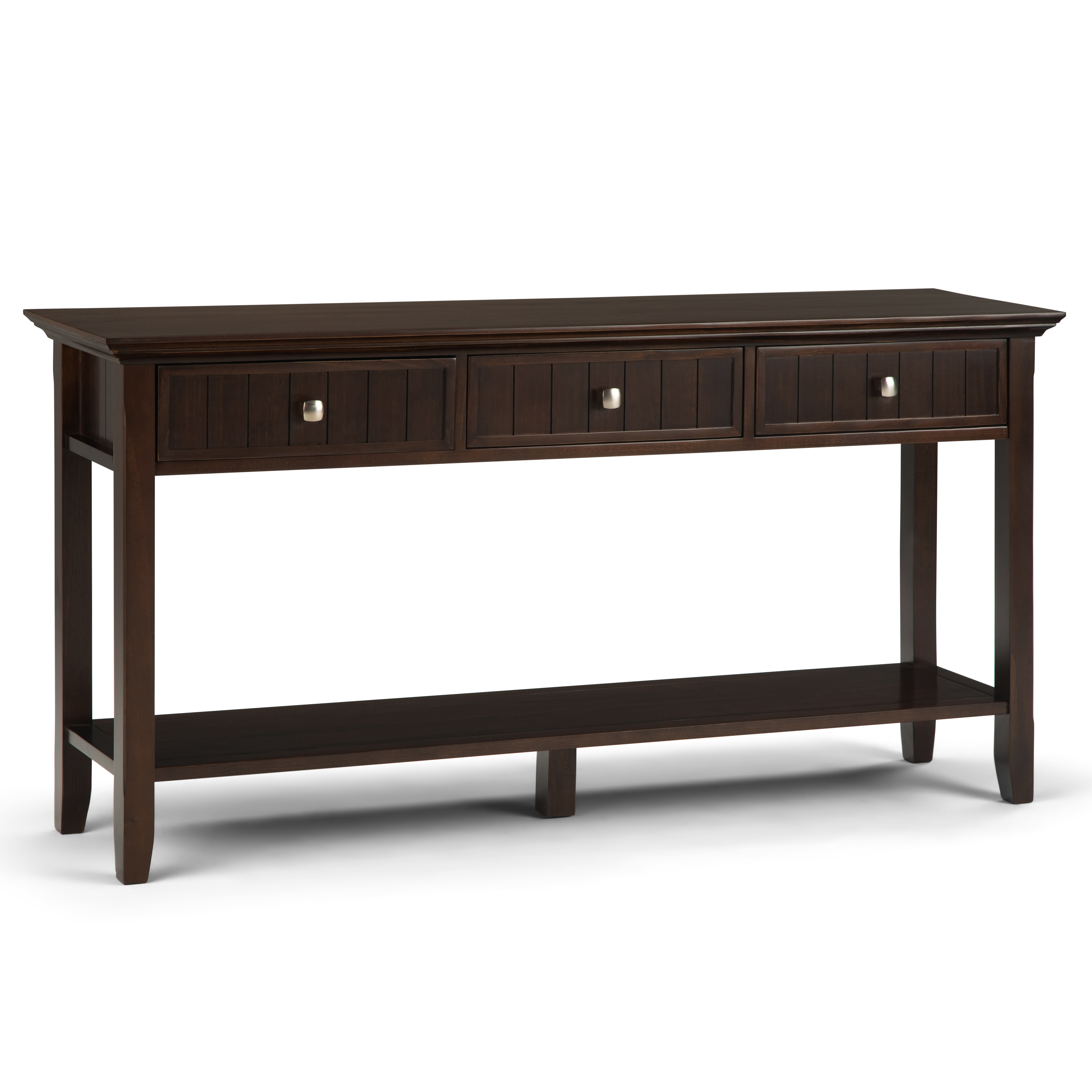 Details About Acadian Solid Wood Wide Console Sofa Table In Brunette Brown