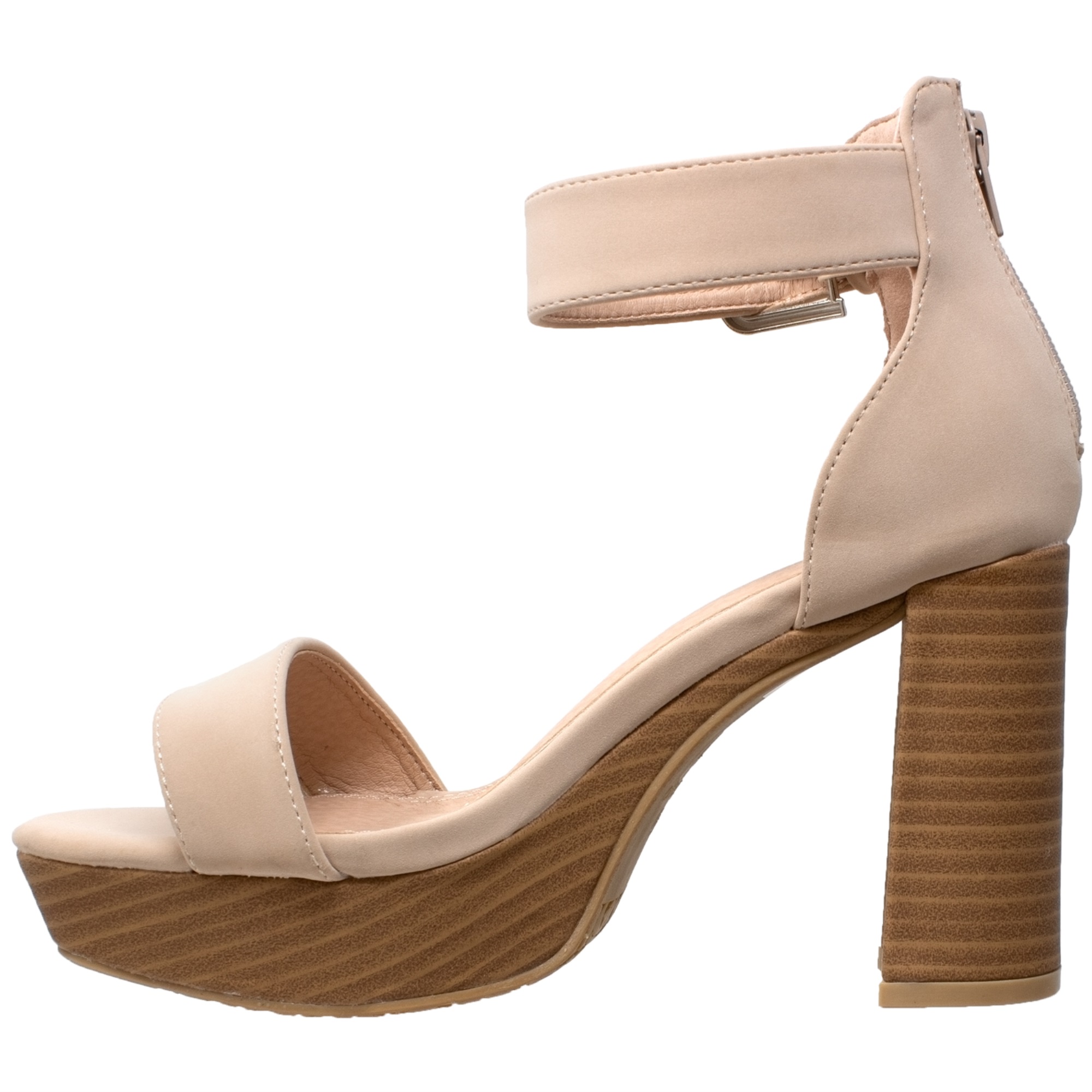 Womens Platform Sandals Open Toe Ankle Strap Chunky Block Heel Shoes Taupe SZ 10 | eBay