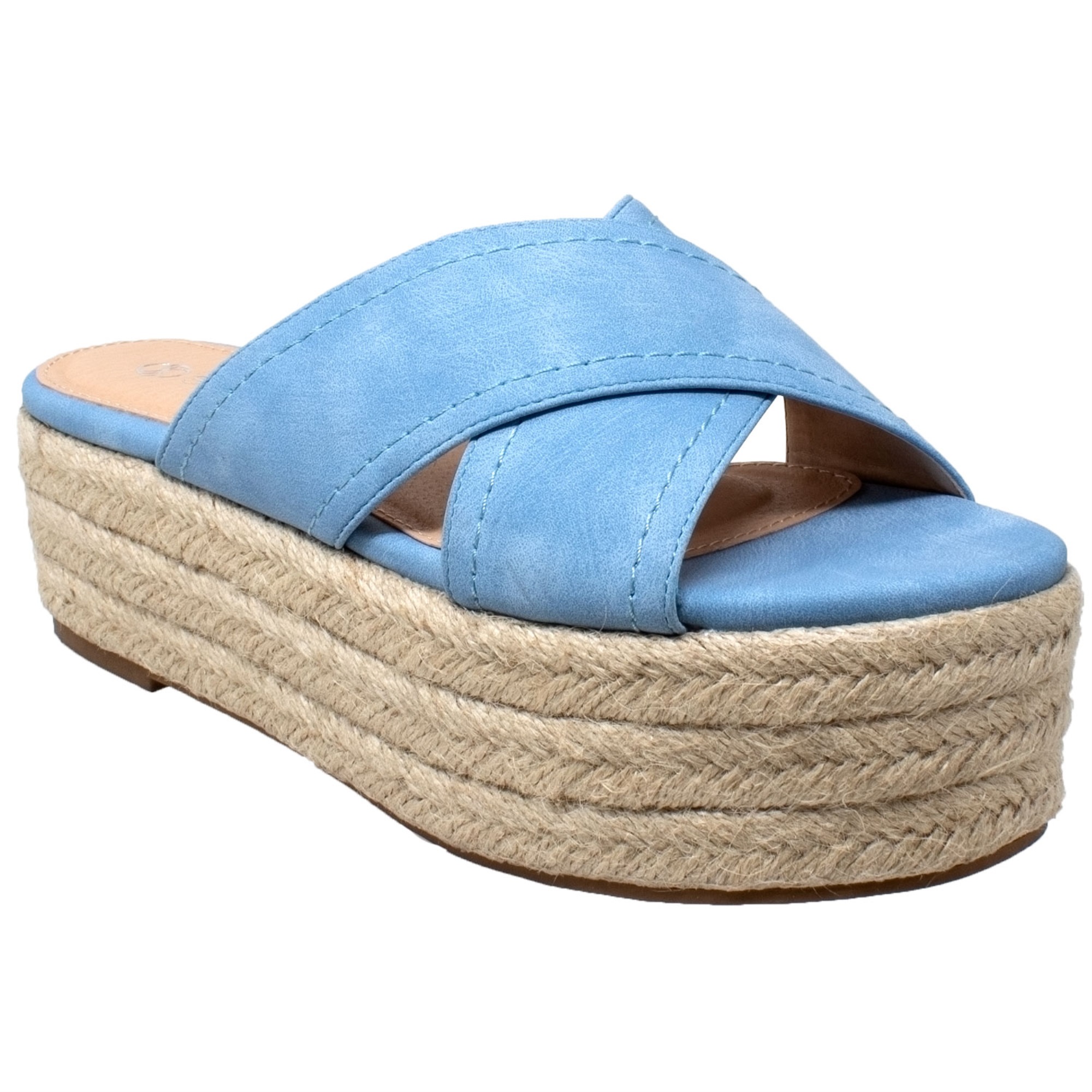 Womens Platform Sandals Wedge Flatform Slides Criss Cross Strap Espadrilles B | eBay