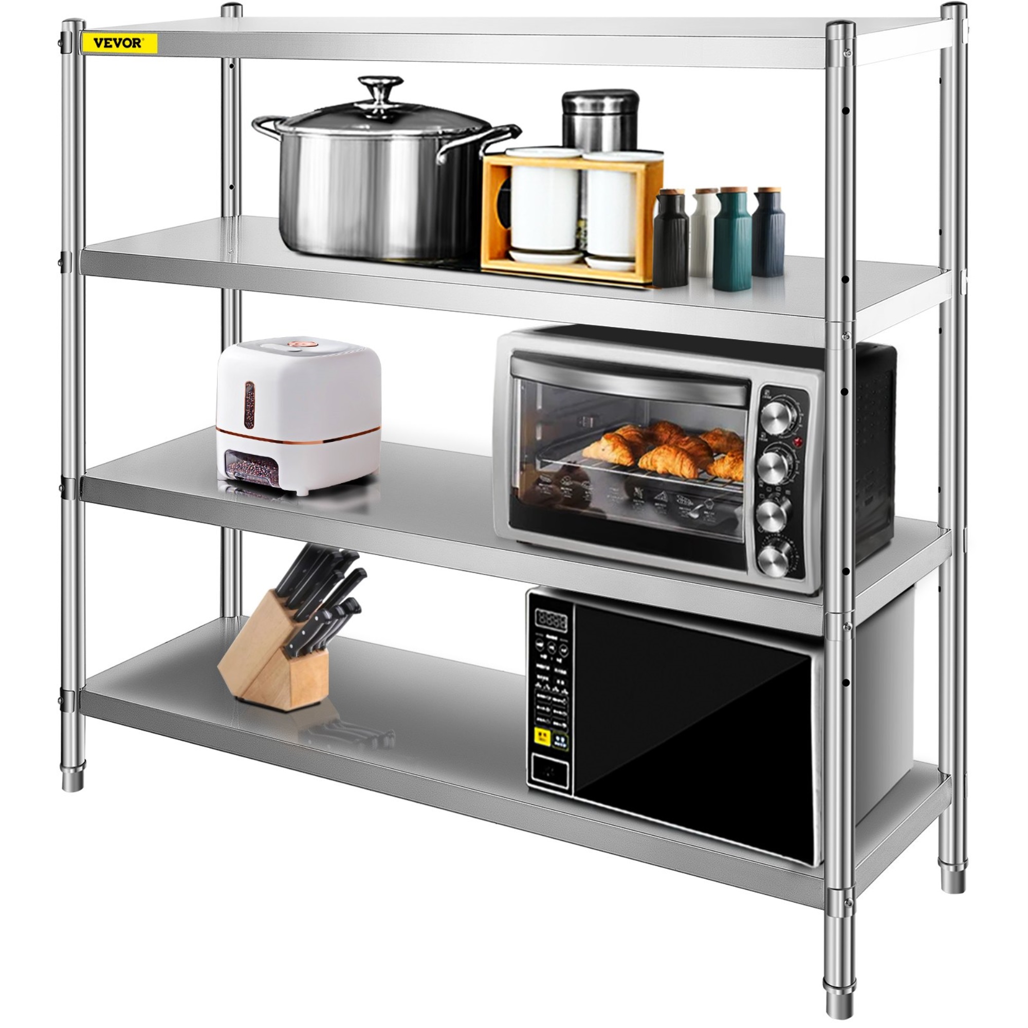 VEVOR Vevor Shelving Unit Adjustable Storage Shelf 4tier Stainless Steel