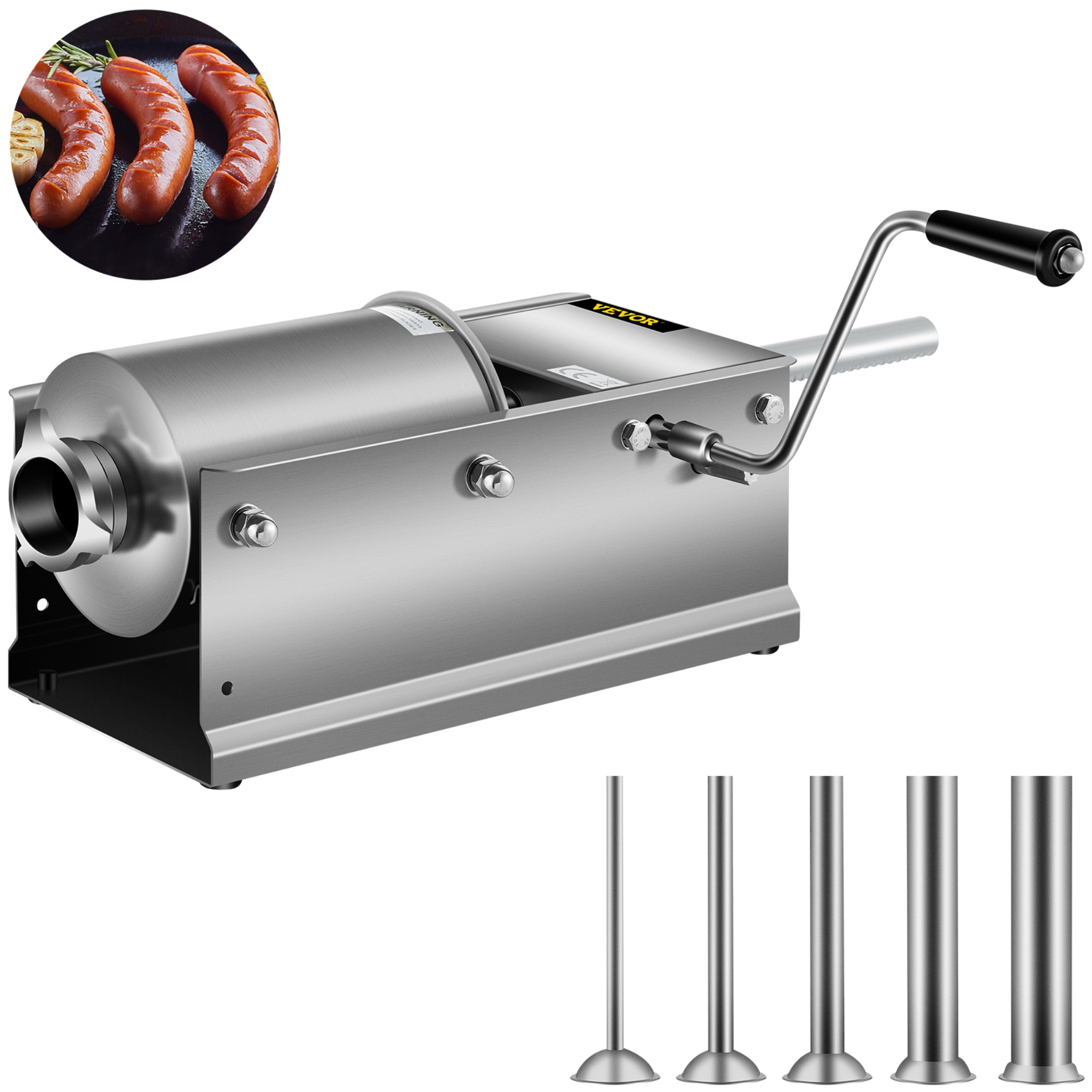 VEVOR Sausage Stuffer Filler Machine 3l Horizontal Meat Press Maker Stainless Steel