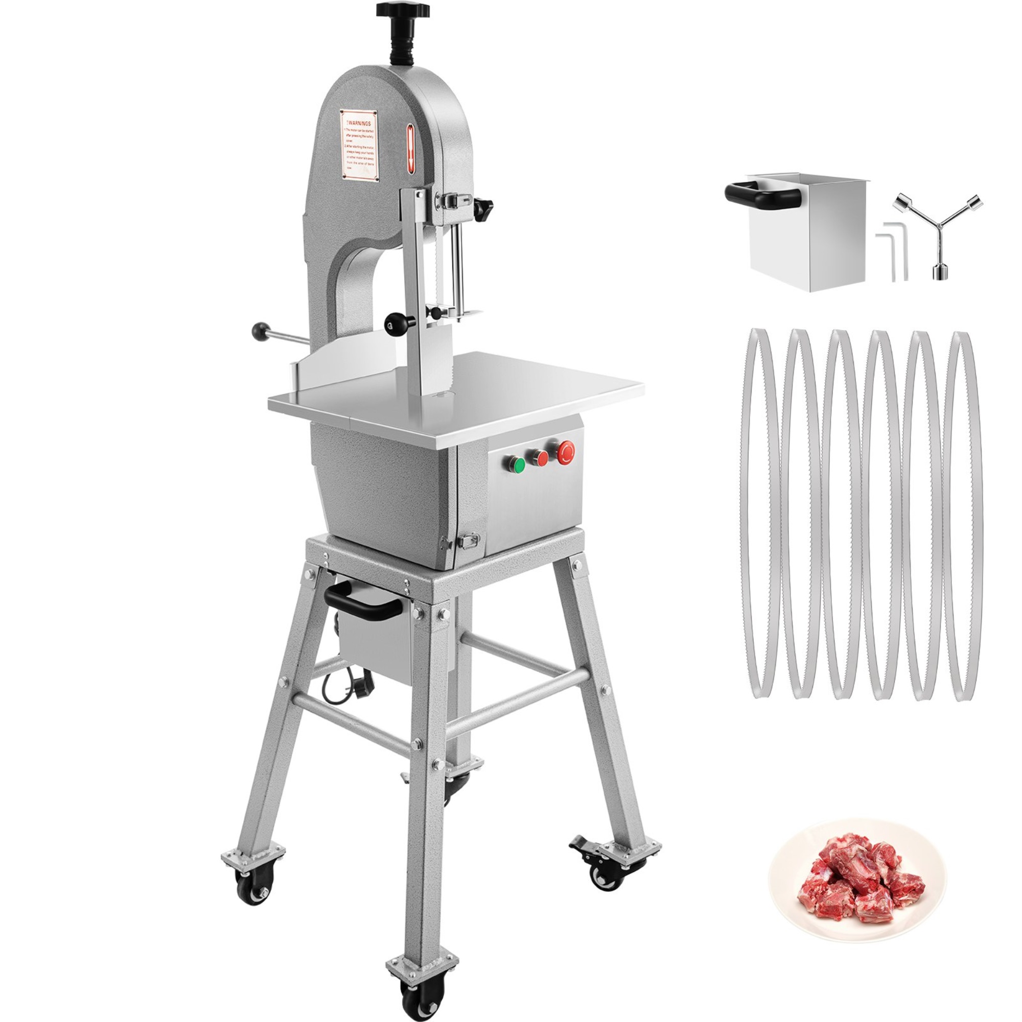 JGJG210C110V8H3BV1 VEVOR 210mm Meat Bone Saw Electric Detachable Meat Cutting Band 850W W/6 Blades