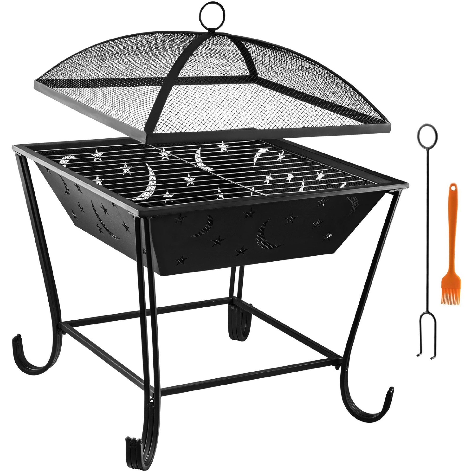 VEVOR Vevor Fire Pit Bowl 24" Firepit Backyard Garden Square Stove Fire Pit With Cover
