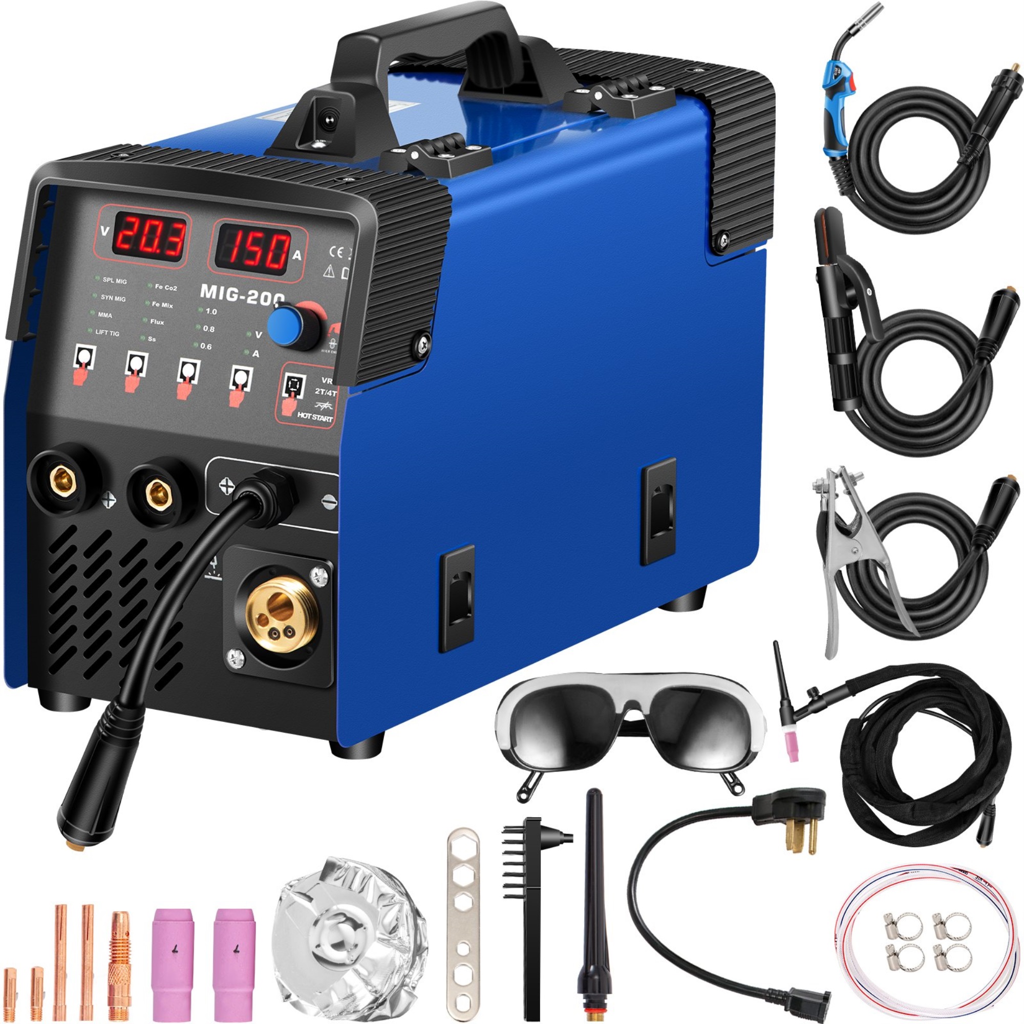 VEVOR MIG Welder Welding Machine 200A Flux Core 3 in 1 MMA/MIG/LIFT TIG
