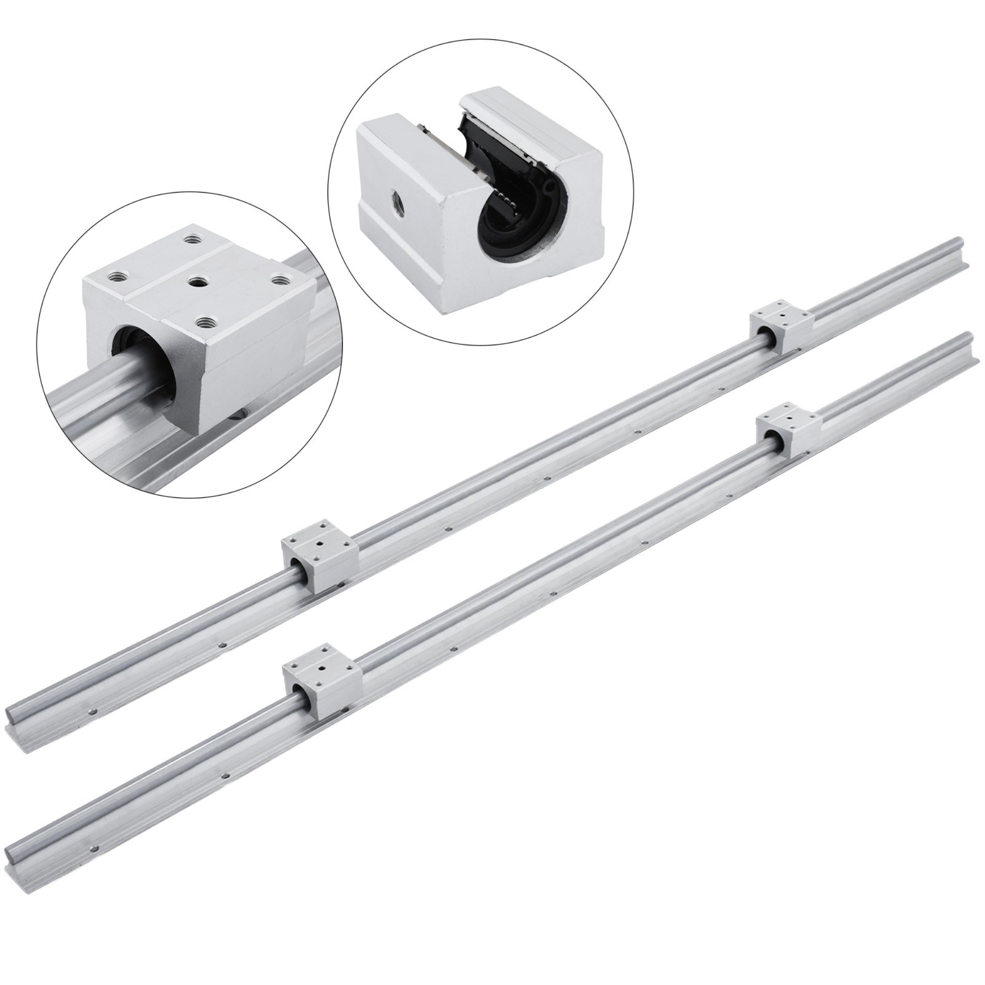 VEVOR 2xsbr121000mm Linear Rail Slide Guide Rod+4sbr12uu Block 12mm