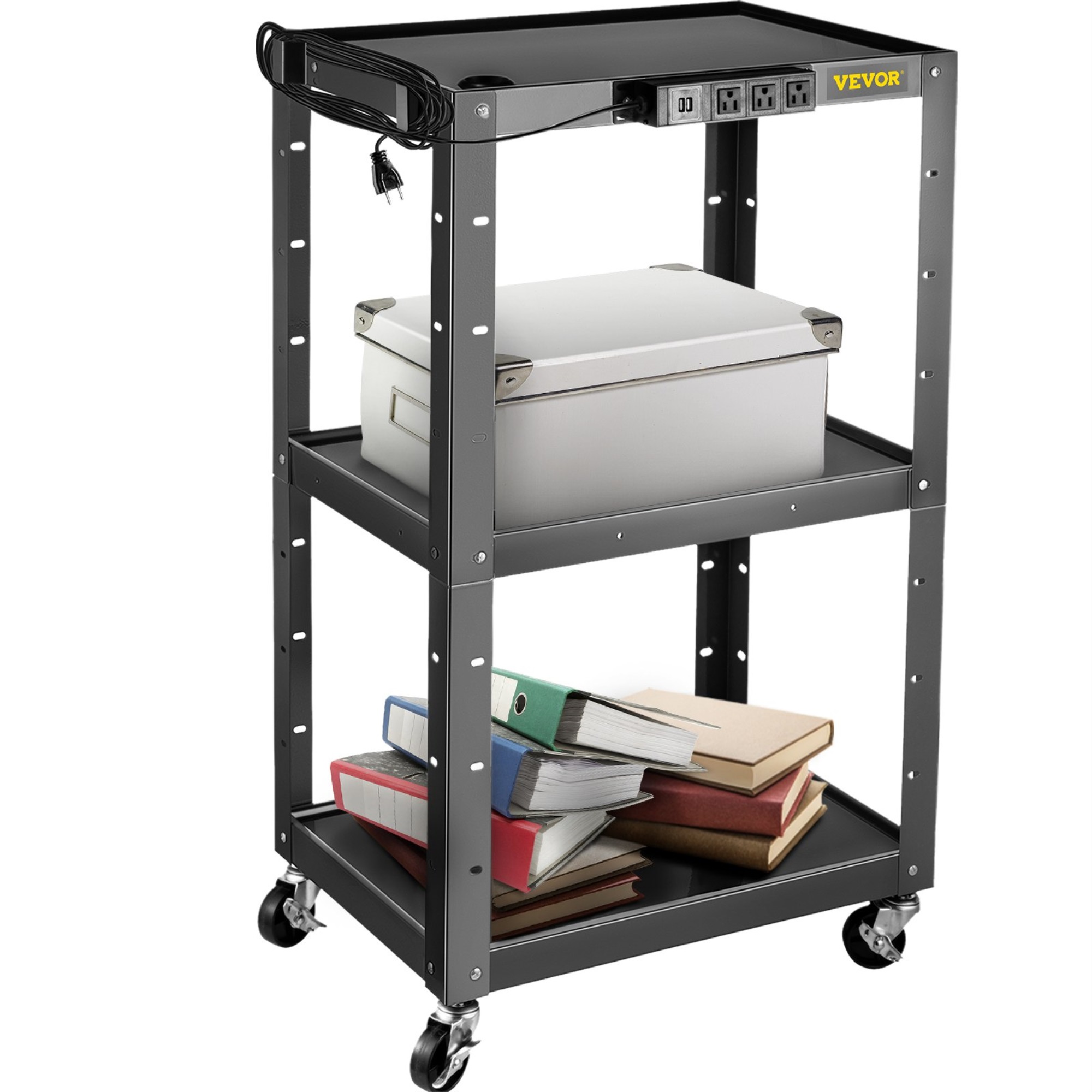 Carrello Porta TV E Proiettore DPT Motorsports - Altezza Regolabile 22-42" - Ripiano Rotante